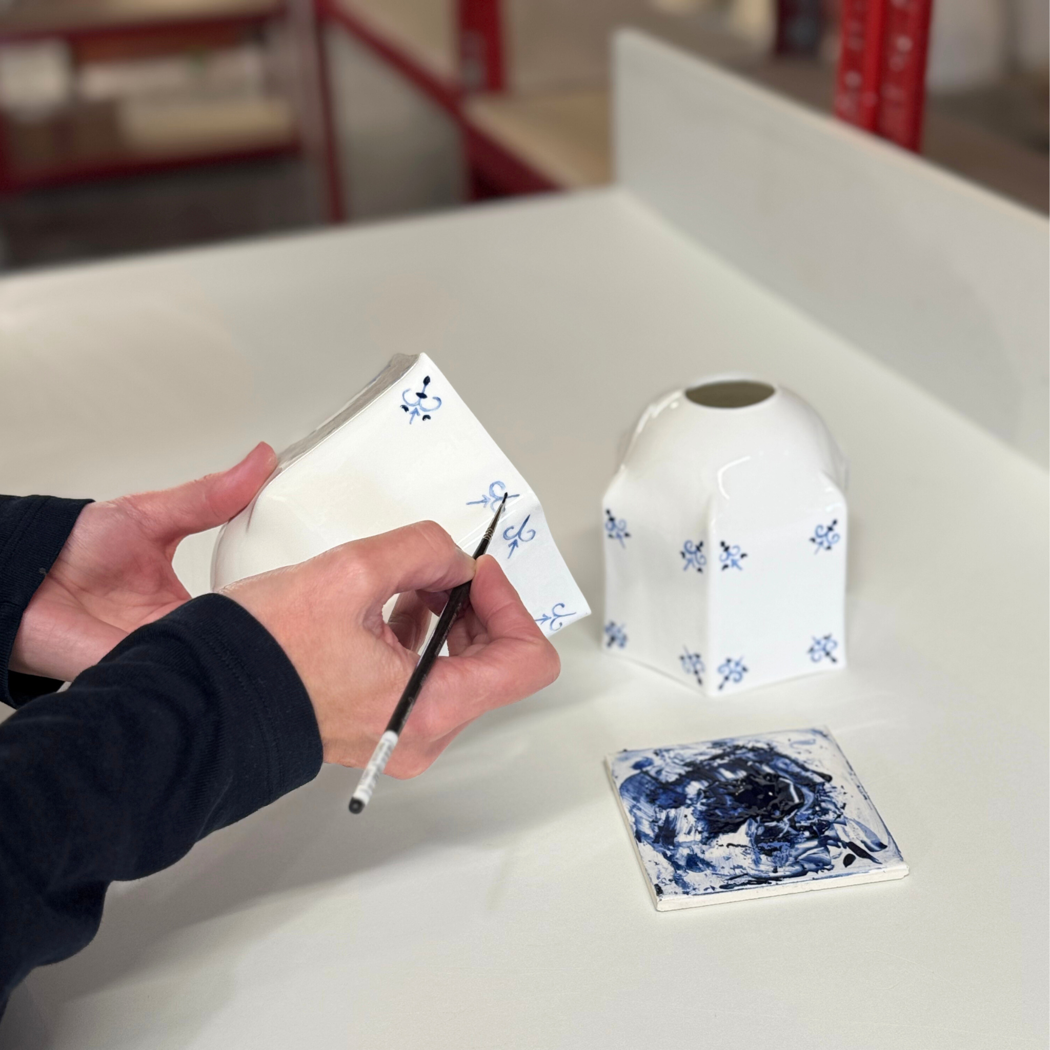 Raglan Fine Bone China Wall Light with Hand-Painted Delft Design