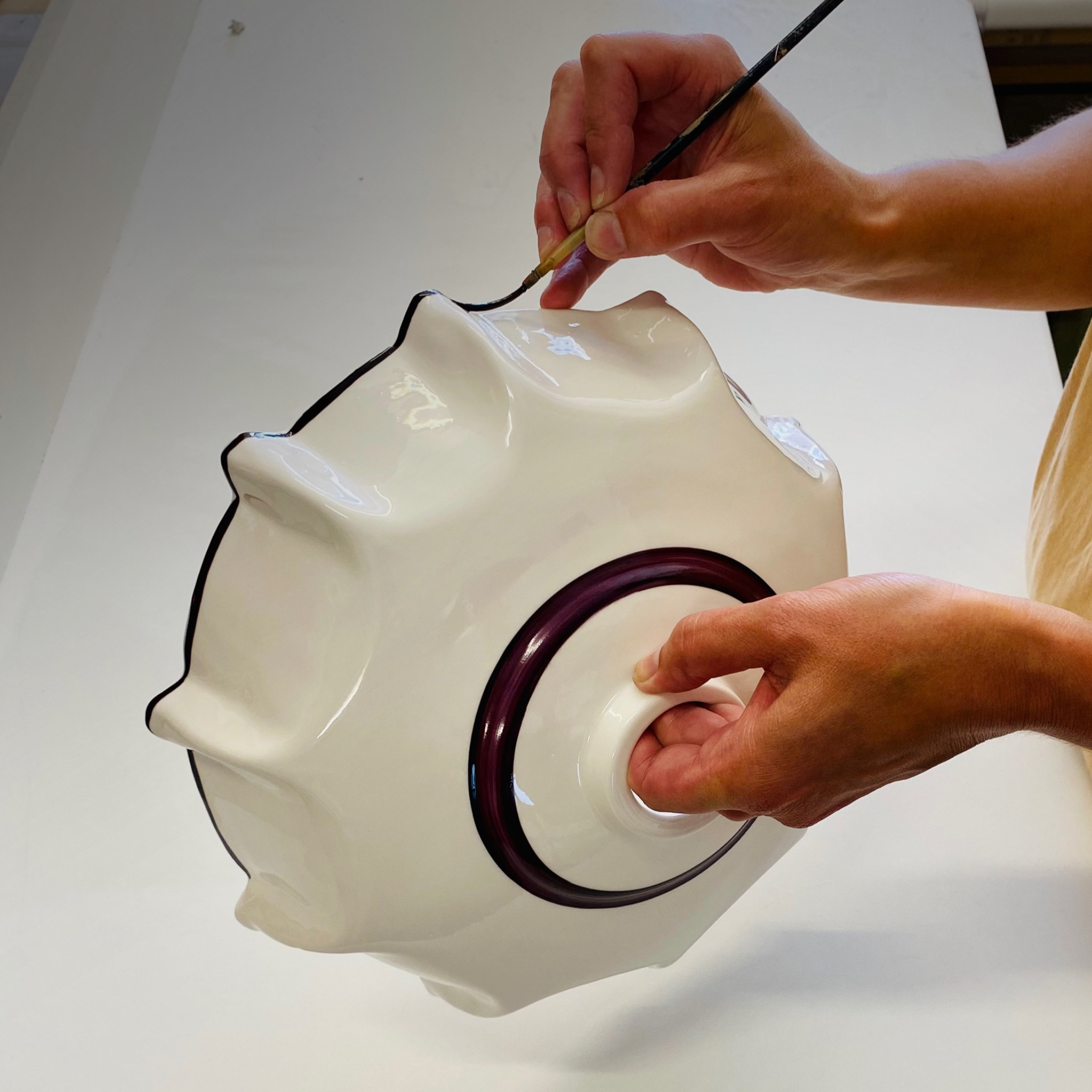 Campbell Bone China Pendant with Chocolate Hand-Painted Trim