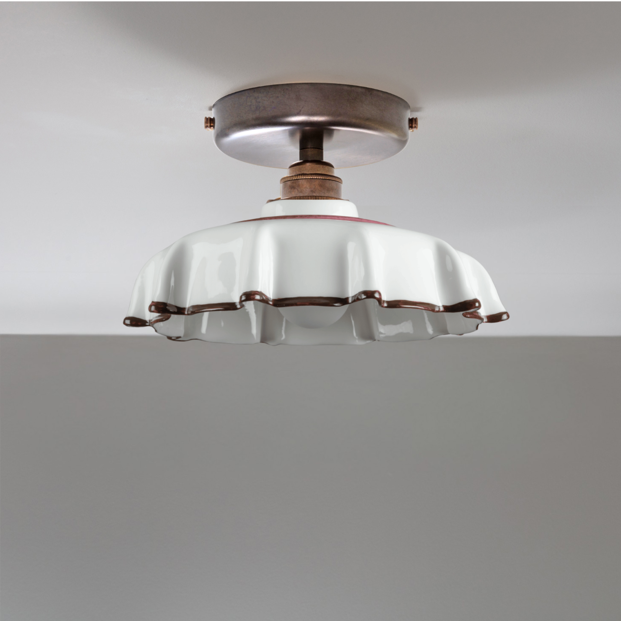 Campbell Bone China Flush Mount with Chocolate Hand-Painted Trim