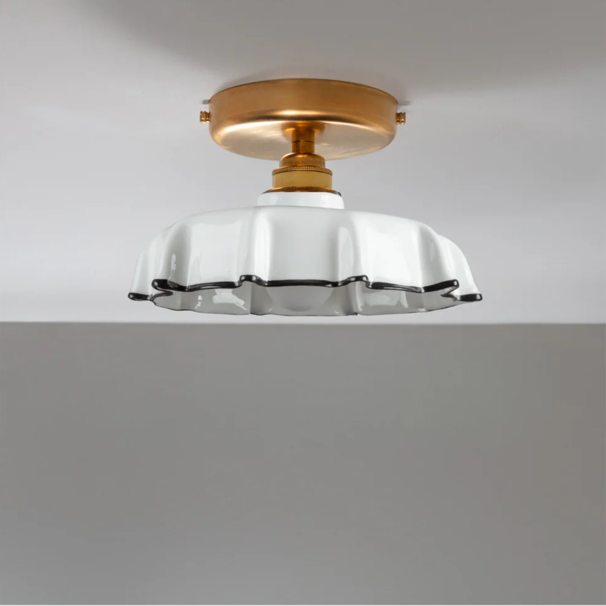 Campbell Fine Bone China Flush Mount with Black Hand-Painted Trim