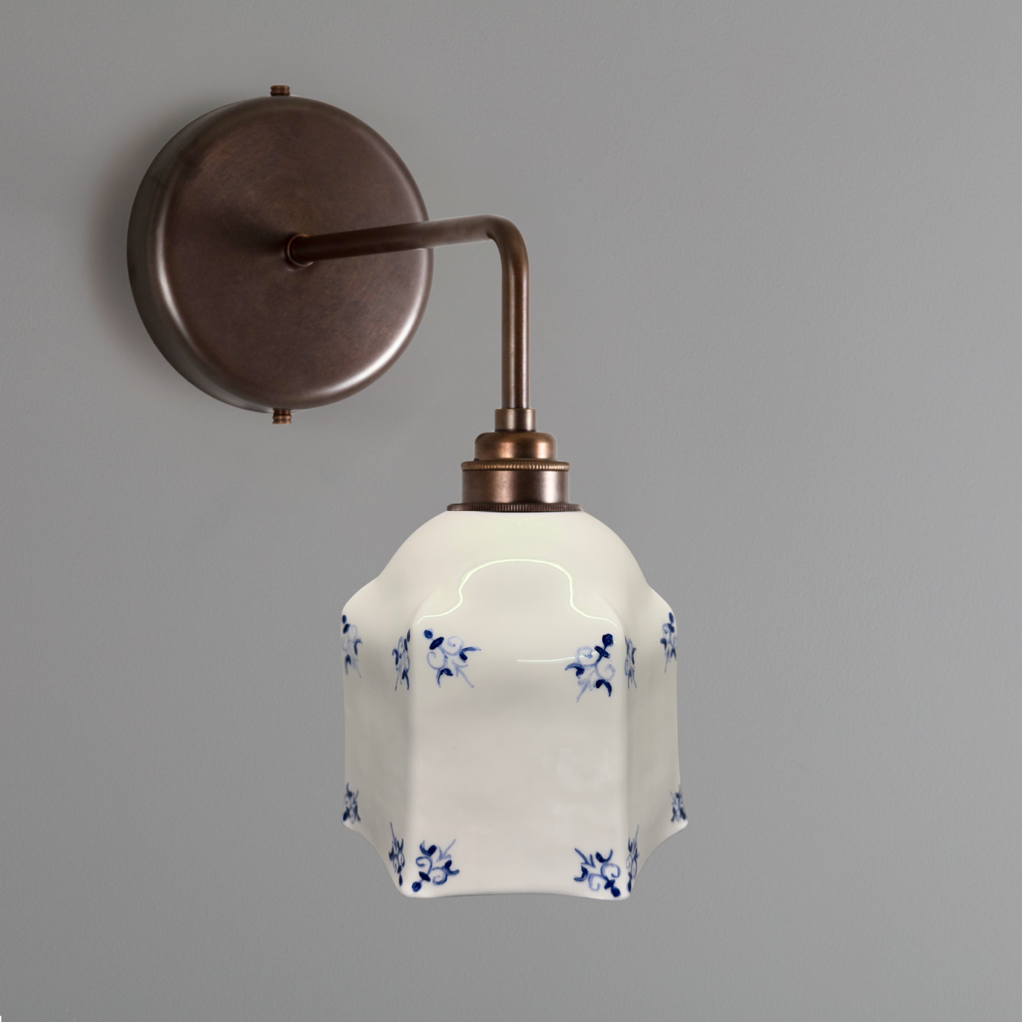 Raglan Fine Bone China Wall Light with Hand-Painted Delft Design
