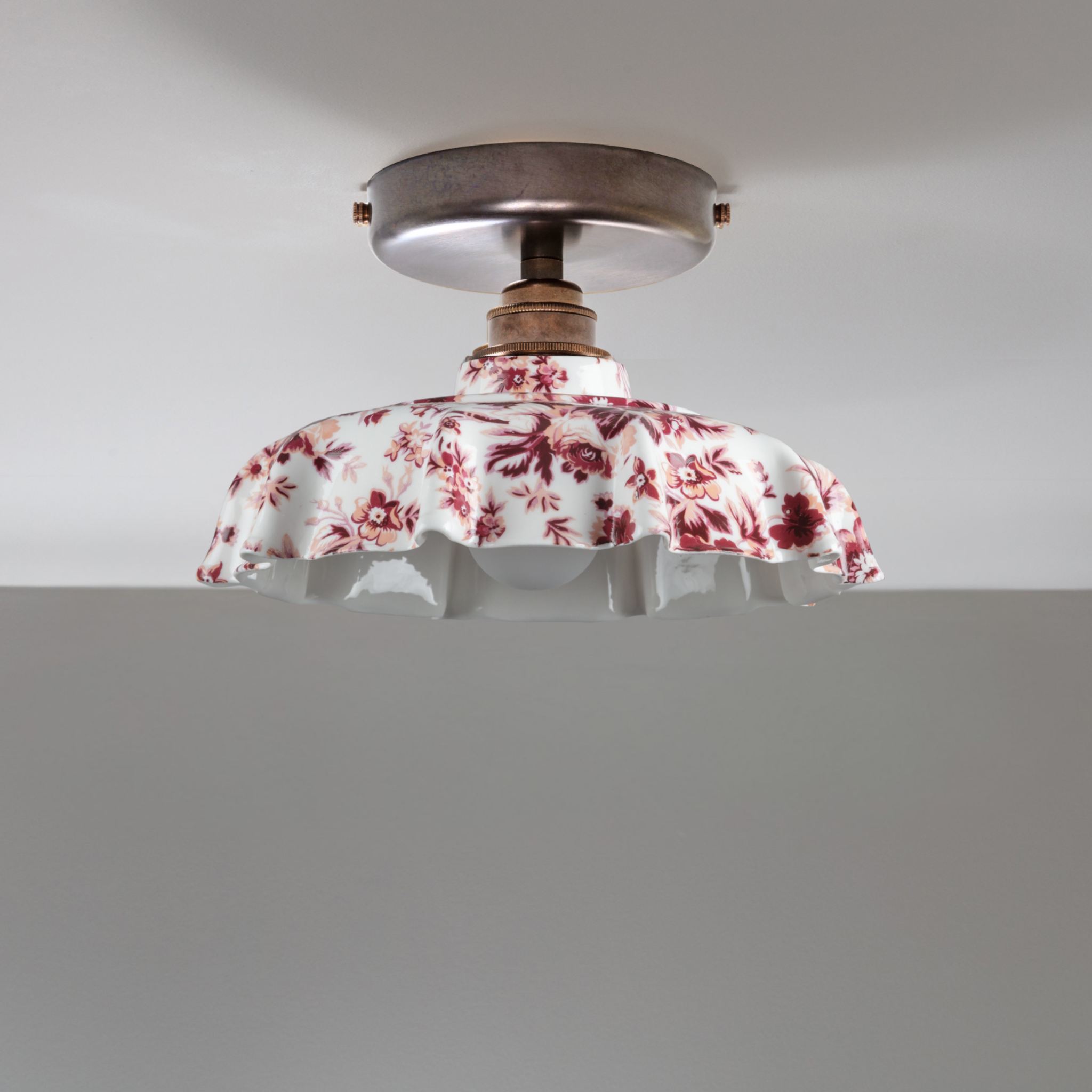 Campbell Claret Epoque Florale Pattern Flush Mount Light
