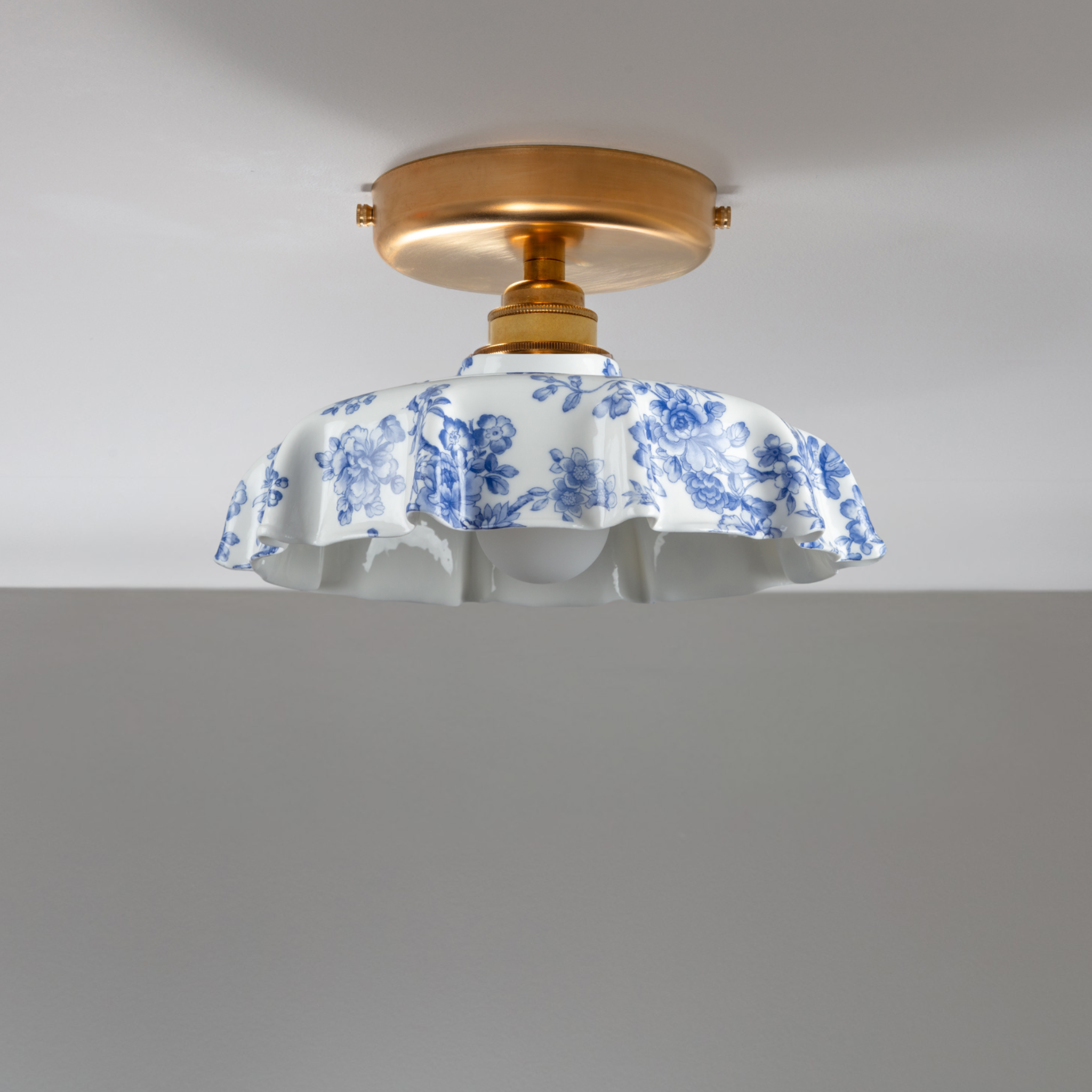 Campbell Blue Imari Pattern Flush Mount Light