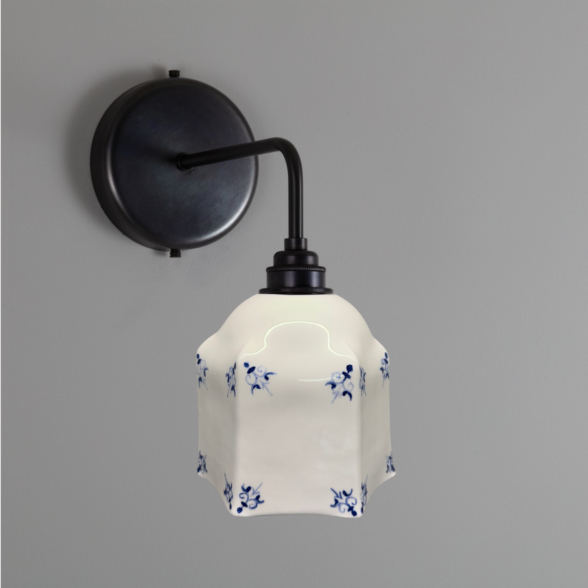 Raglan Fine Bone China Wall Light with Hand-Painted Delft Design