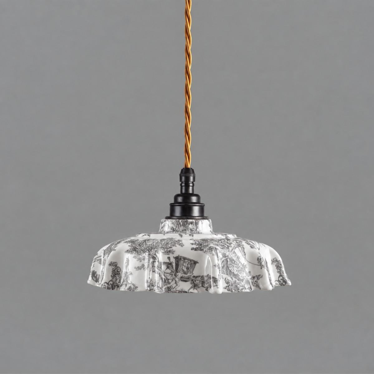 NEW Campbell Black Toile du Jouy Pattern Pendant