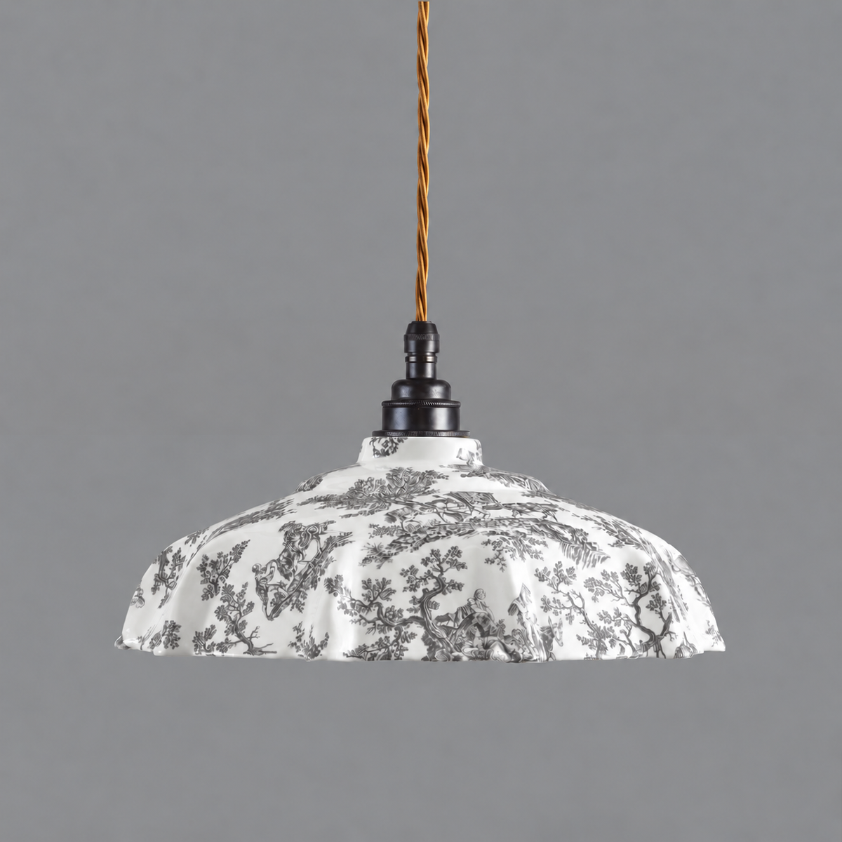NEW Campbell Black Toile du Jouy Pattern Pendant