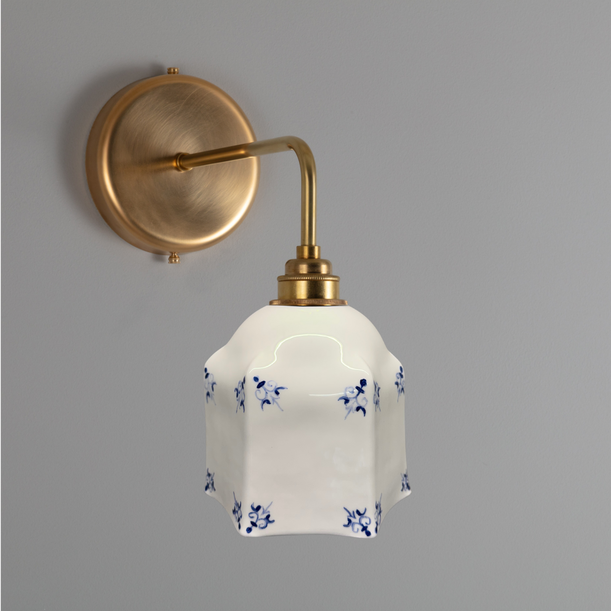 Raglan Fine Bone China Wall Light with Hand-Painted Delft Design