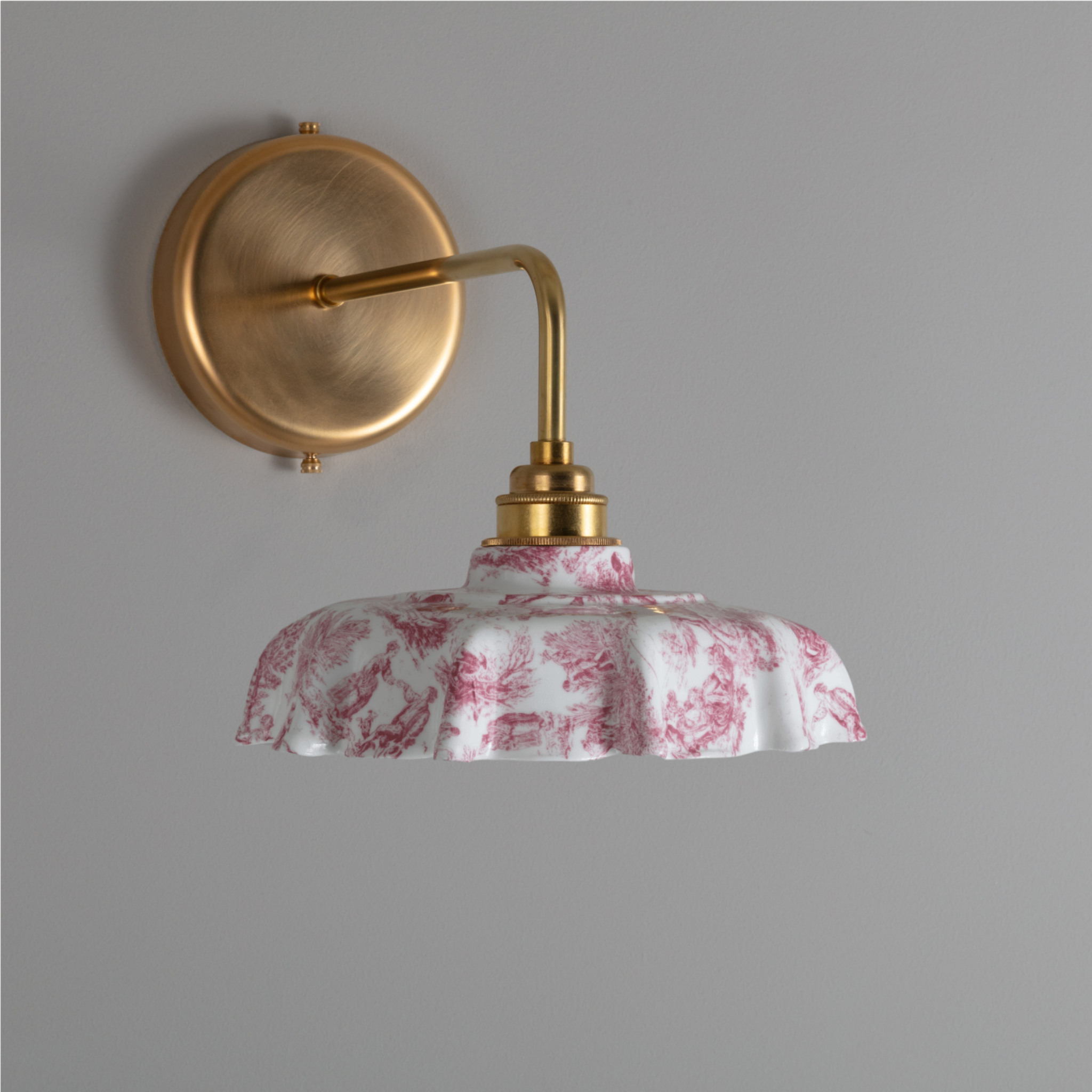 Campbell Claret Toile du Jouy Pattern Wall Light