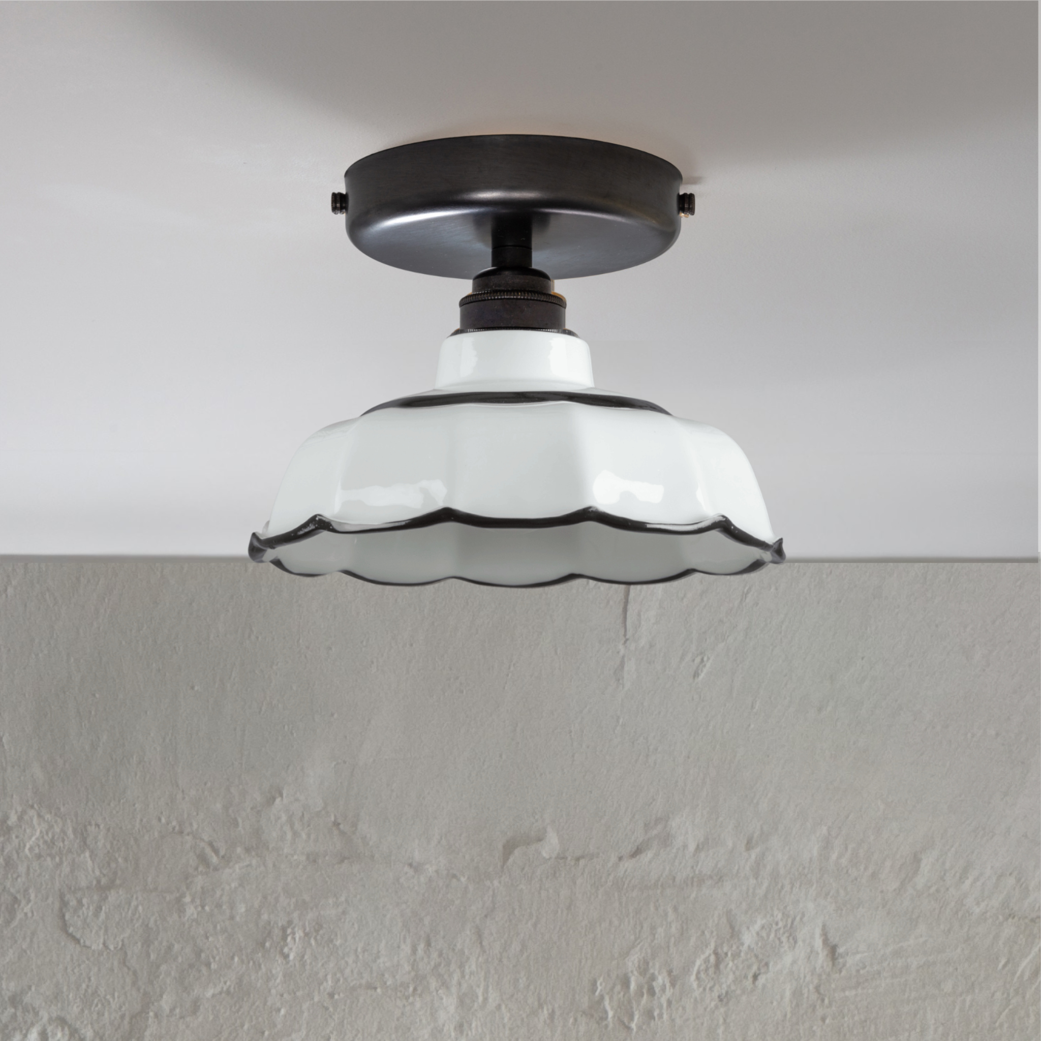 Avalon Black Hand-painted Trim Flush Mount Light