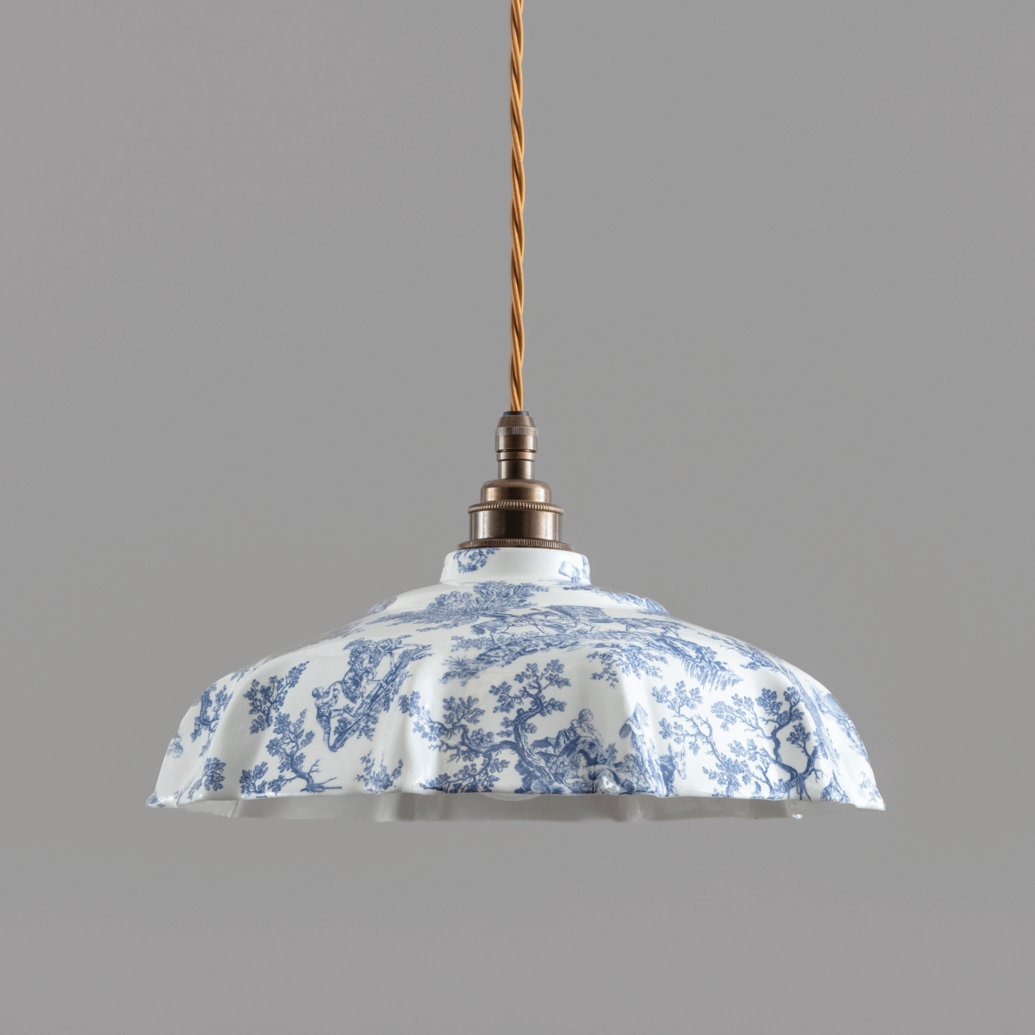 NEW Campbell Blue Toile du Jouy Pattern Pendant