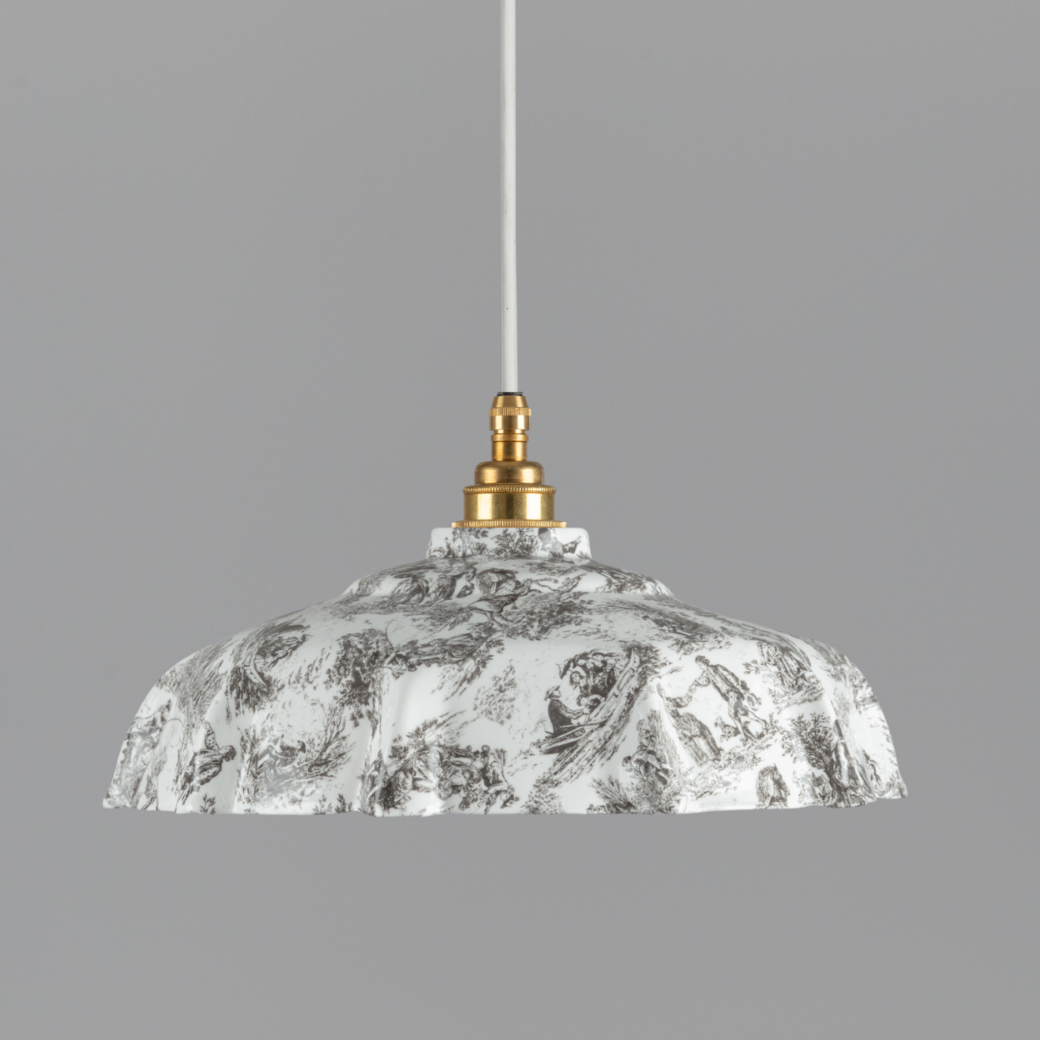 NEW Campbell Black Toile du Jouy Pattern Pendant