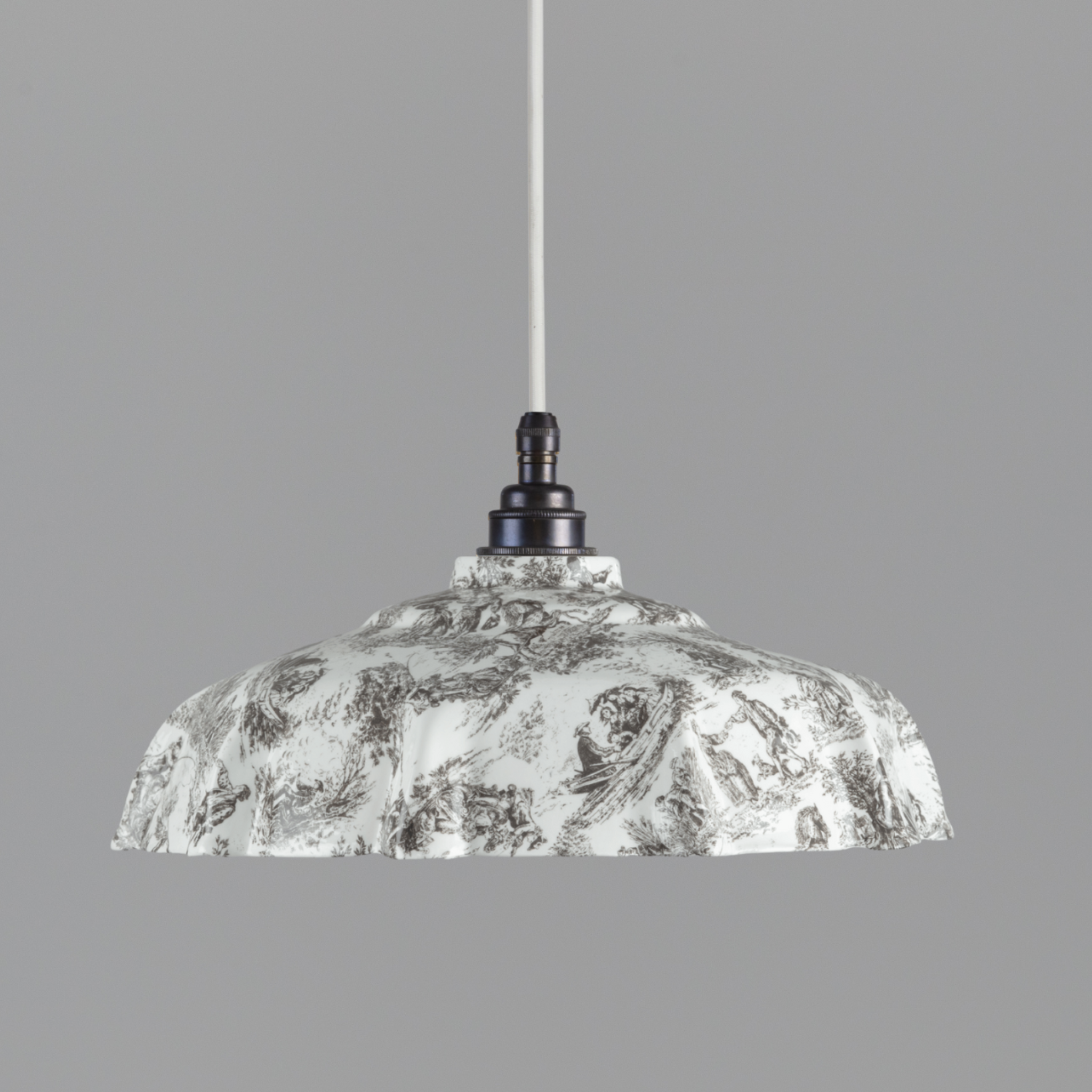 NEW Campbell Black Toile du Jouy Pattern Pendant