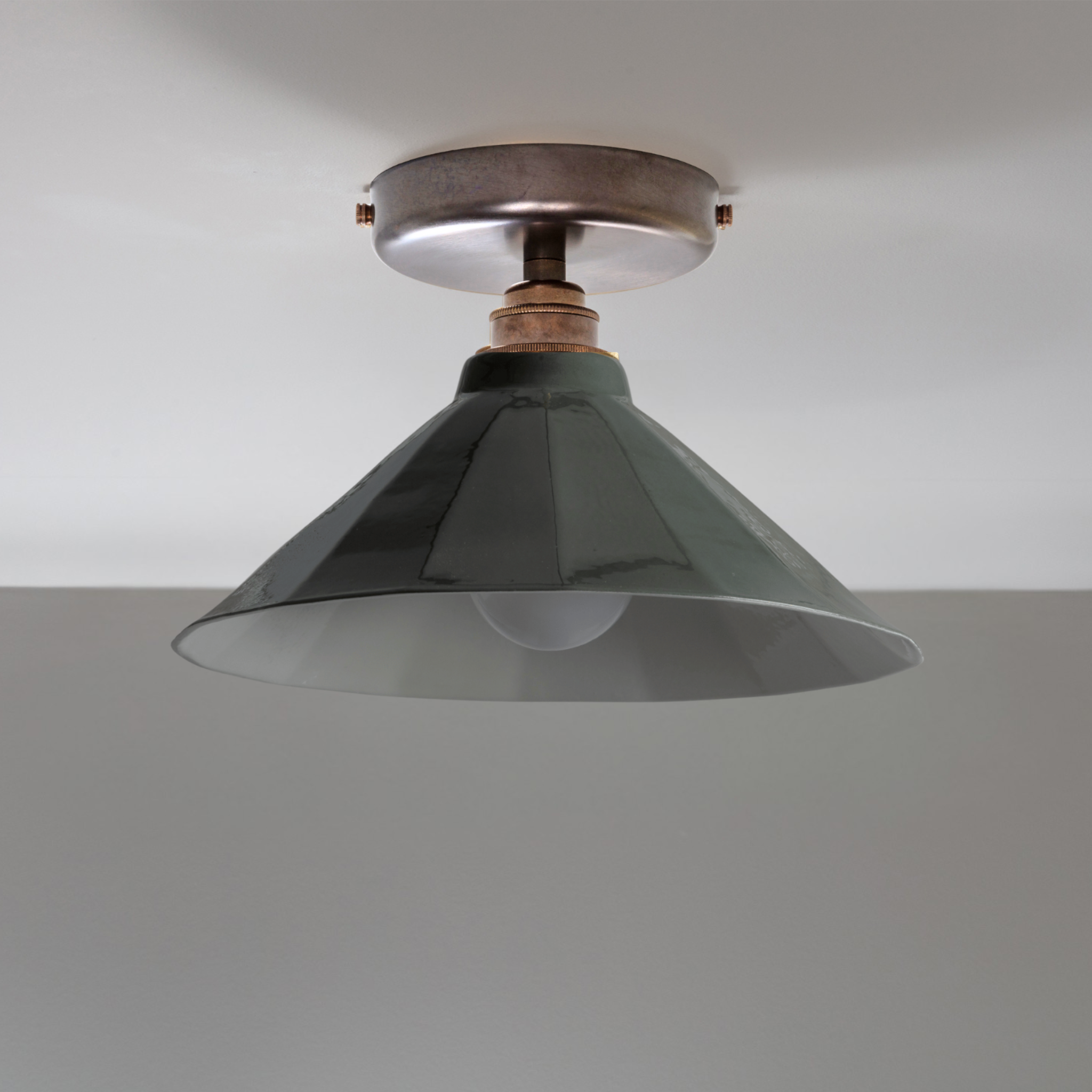 Adelaide Smoked Green Gloss Colour Flush Mount Light