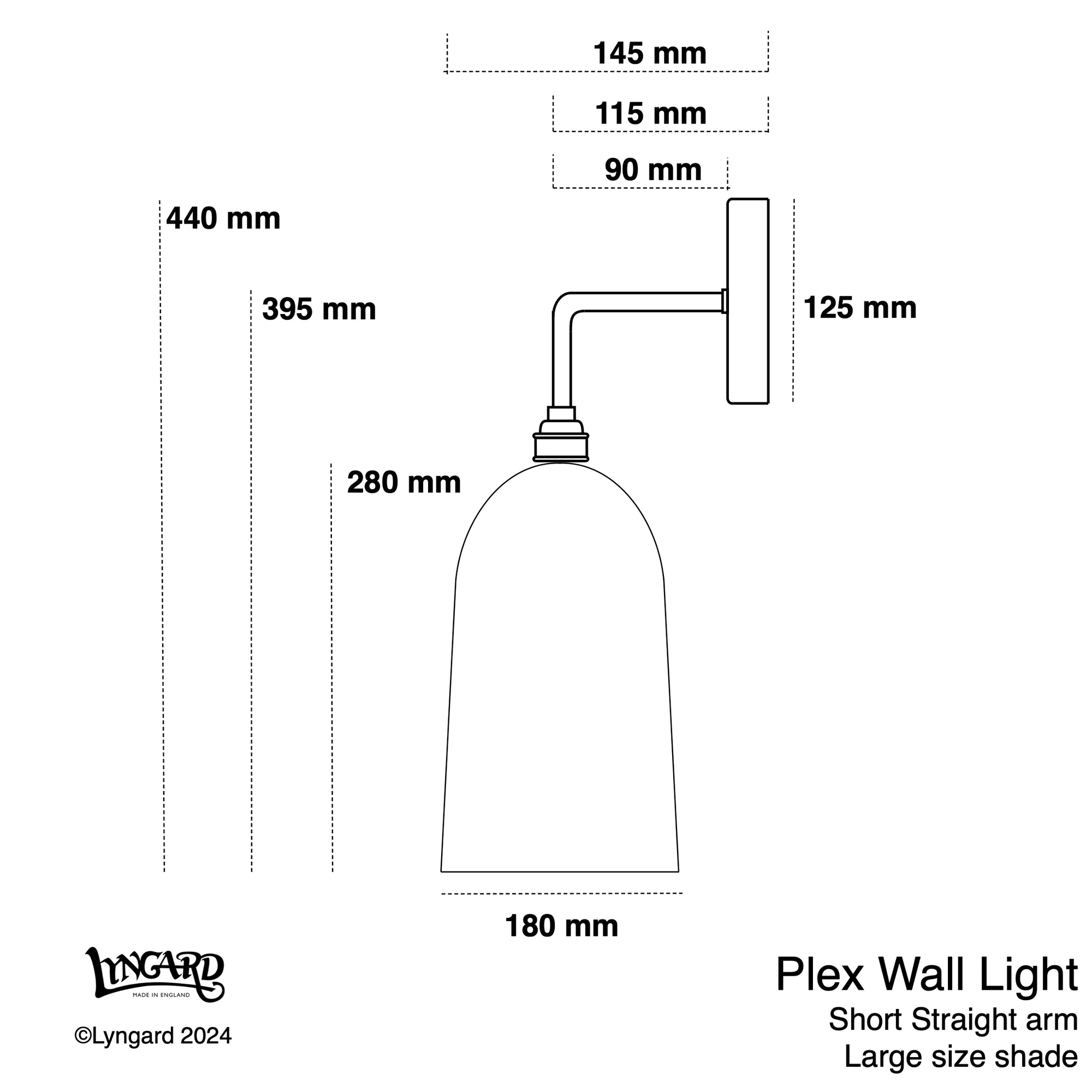 Plex Large Straight Arm Wall Light
