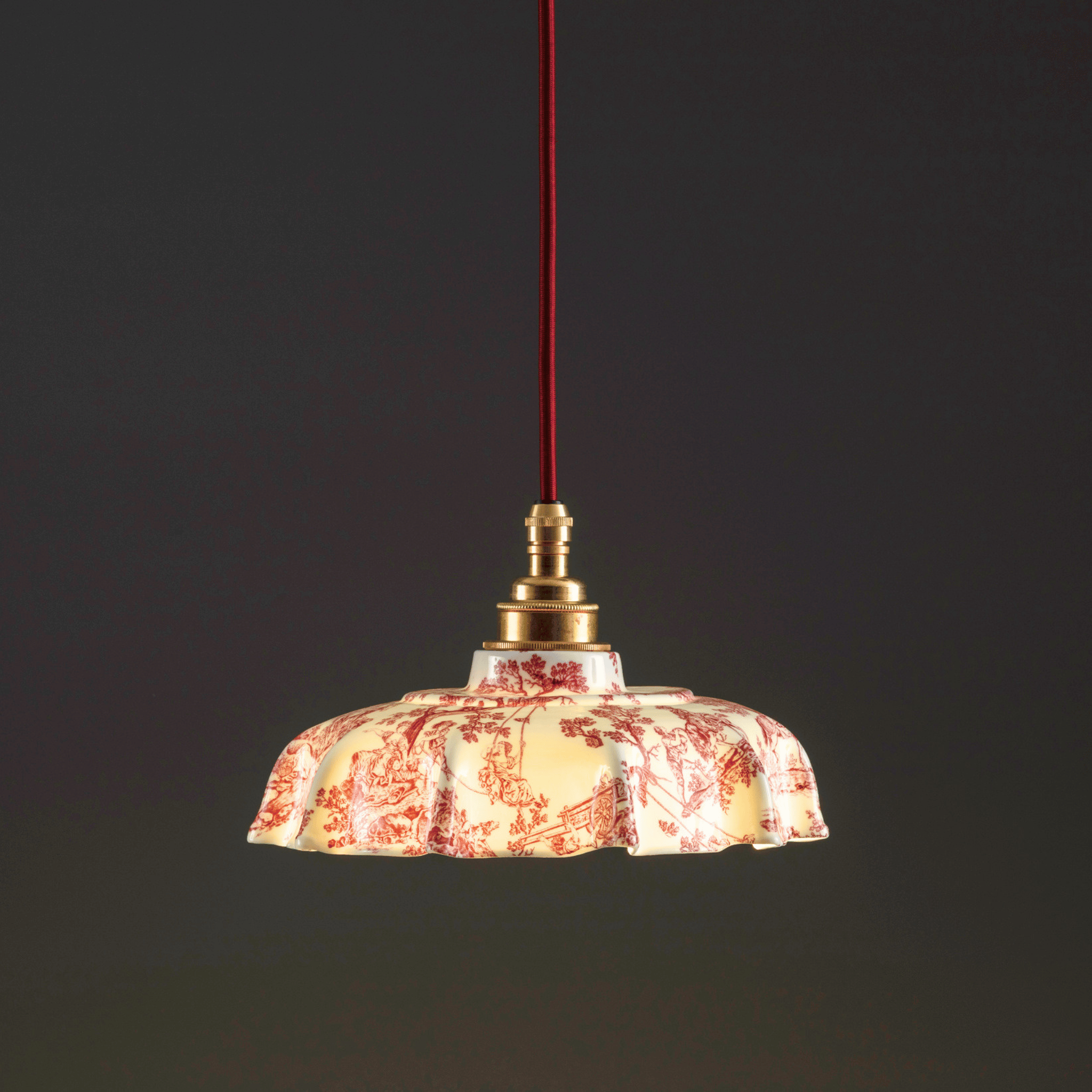 NEW Campbell Claret Toile du Jouy Pattern Pendant