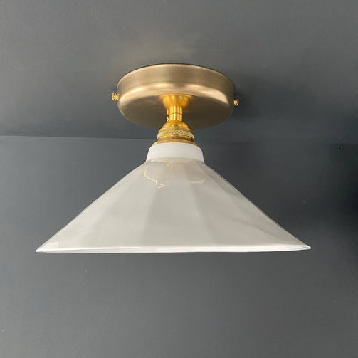White gloss Adelaide - raw brass, medium size