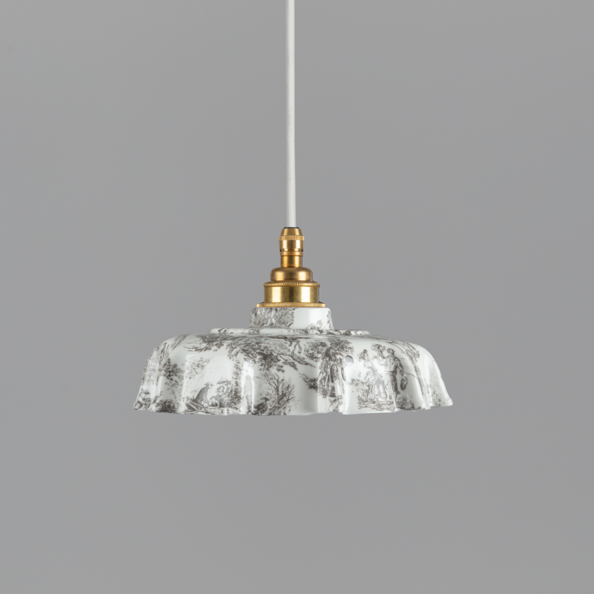 NEW Campbell Black Toile du Jouy Pattern Pendant
