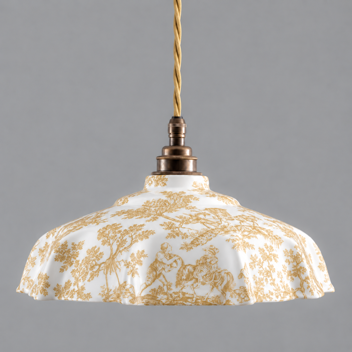 NEW Campbell Ochre Toile du Jouy Pattern Pendant