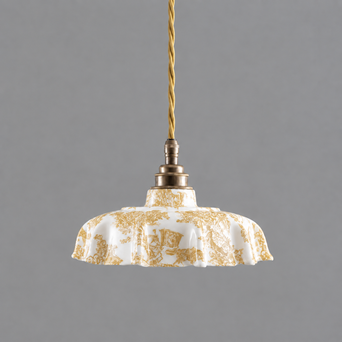 NEW Campbell Ochre Toile du Jouy Pattern Pendant