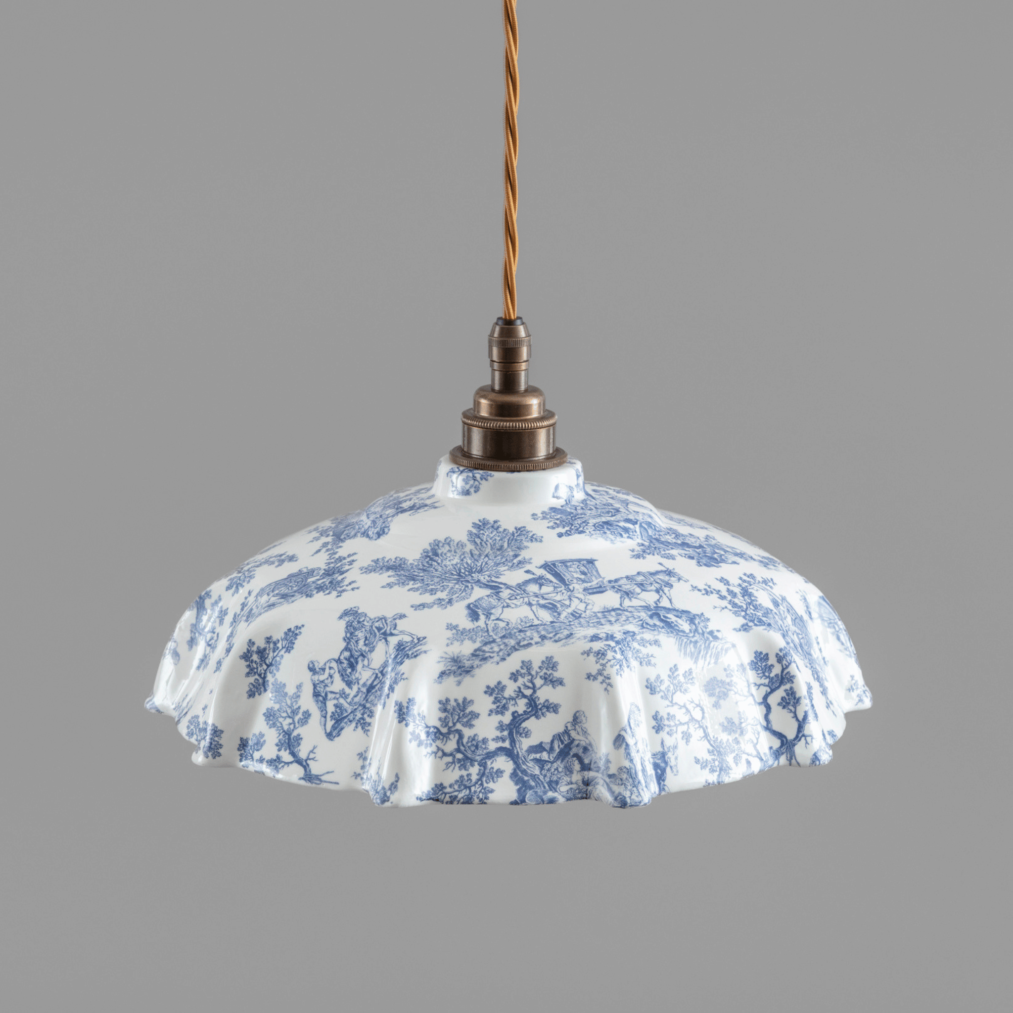 NEW Campbell Blue Toile du Jouy Pattern Pendant