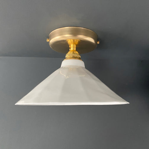 White gloss Adelaide - raw brass, medium size