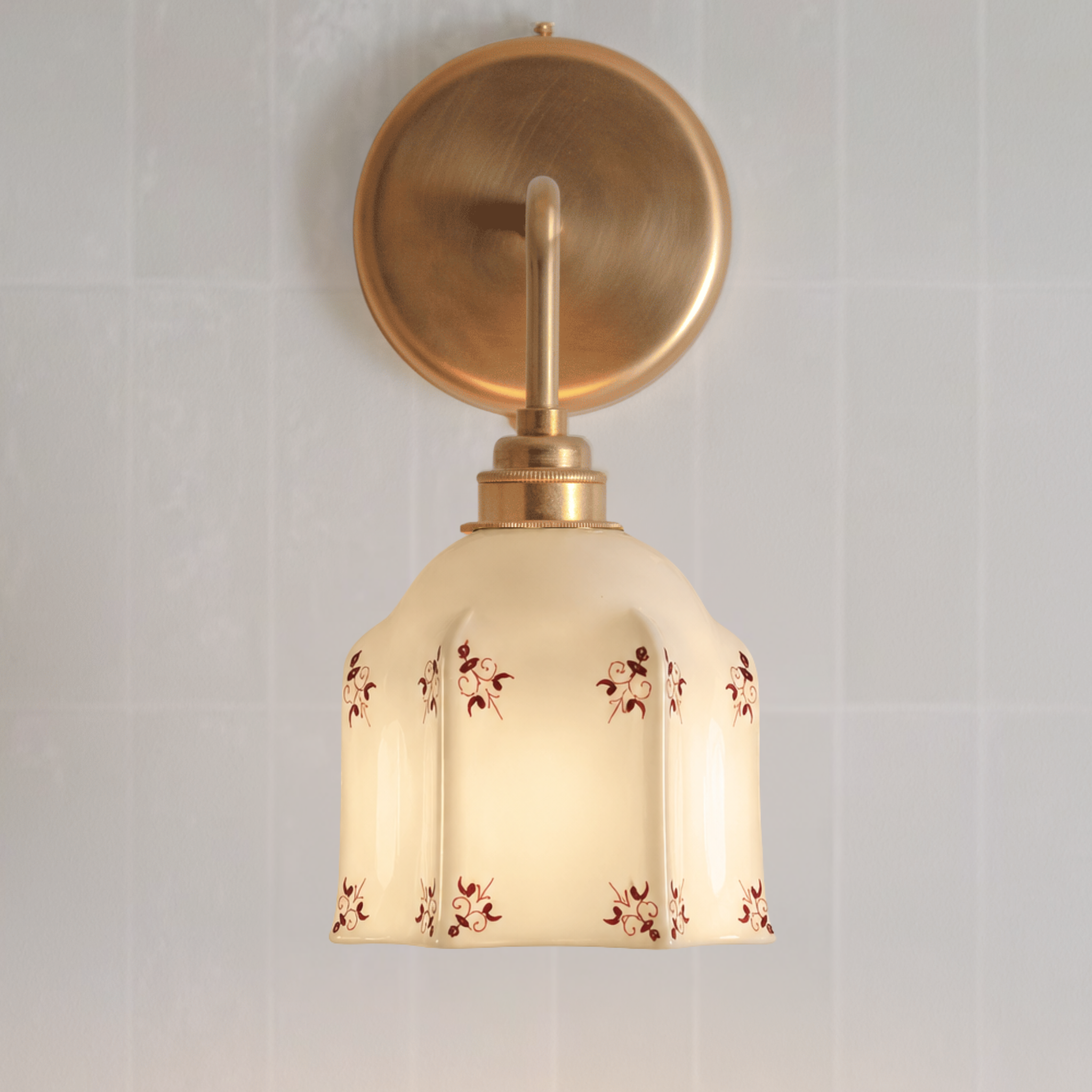 Raglan Fine Bone China Wall Light with Hand-Painted Delft Design