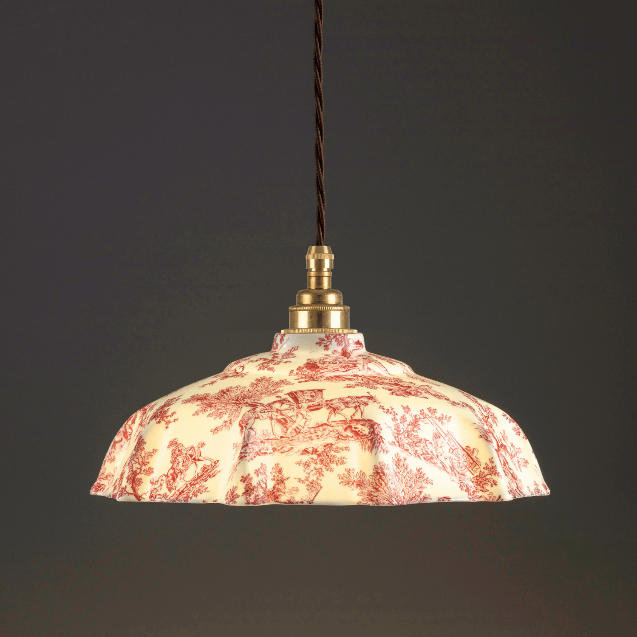 NEW Campbell Claret Toile du Jouy Pattern Pendant