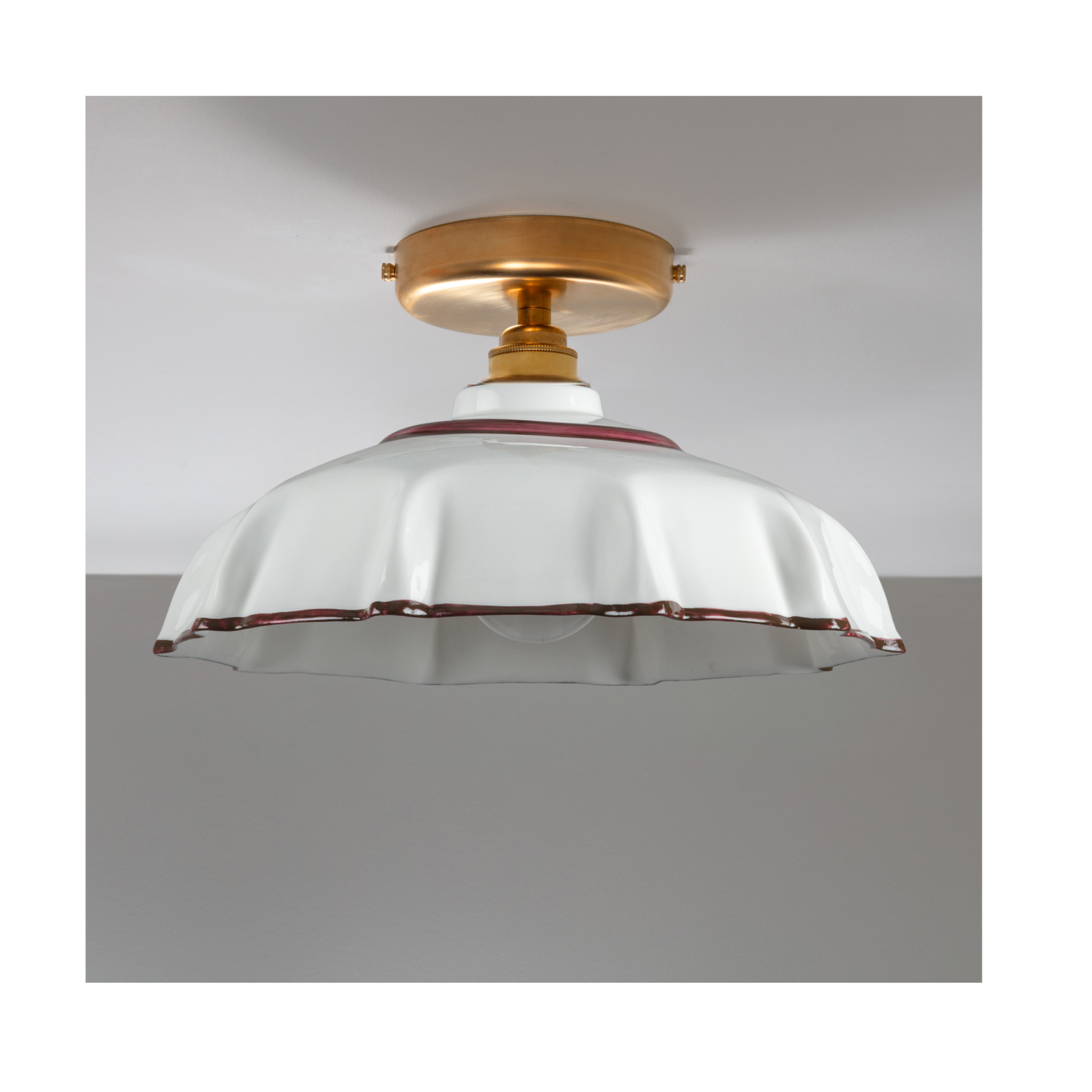 Campbell Chocolate Hand painted Trim Flush Mount Light