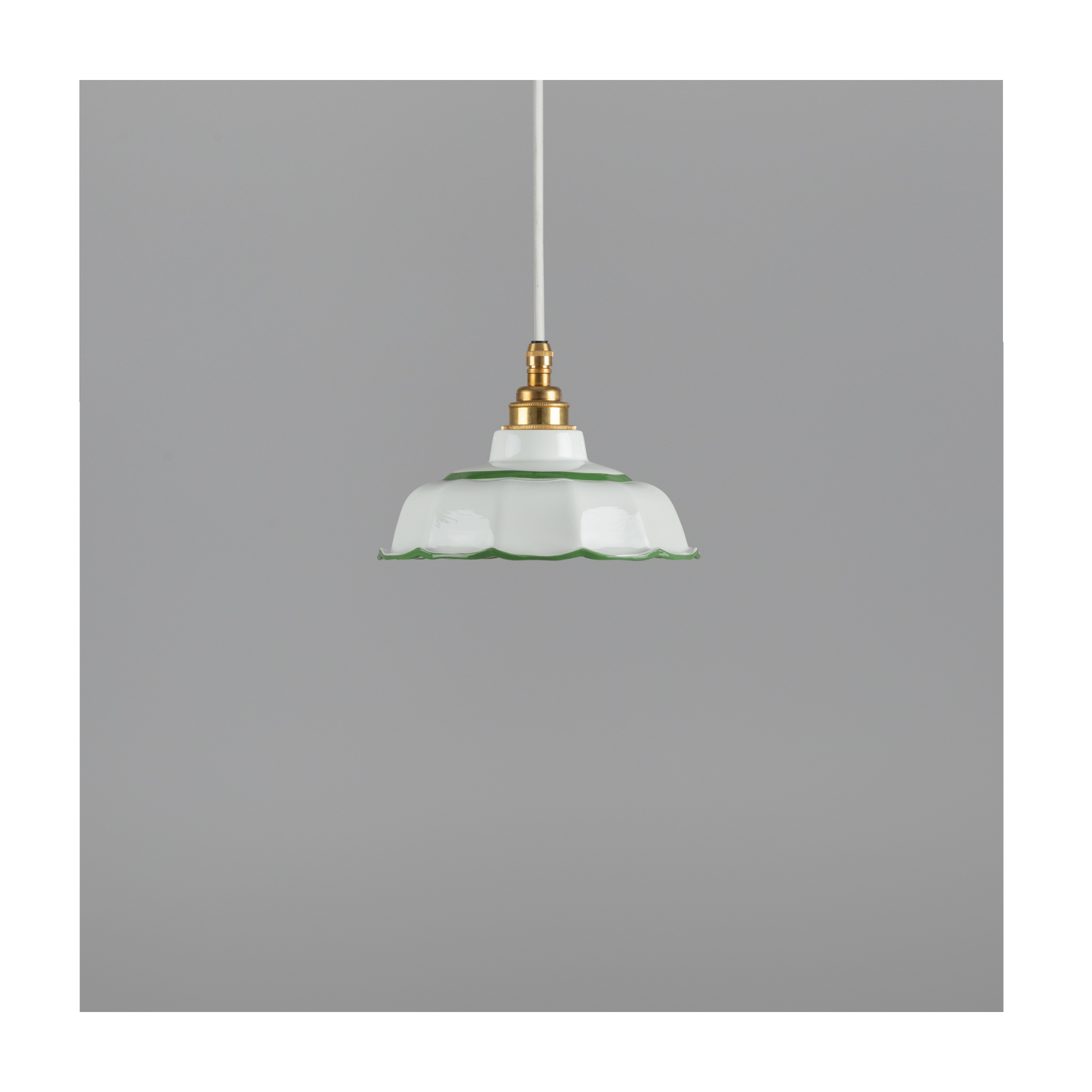 Avalon Pea Green Hand-painted Trim Pendant