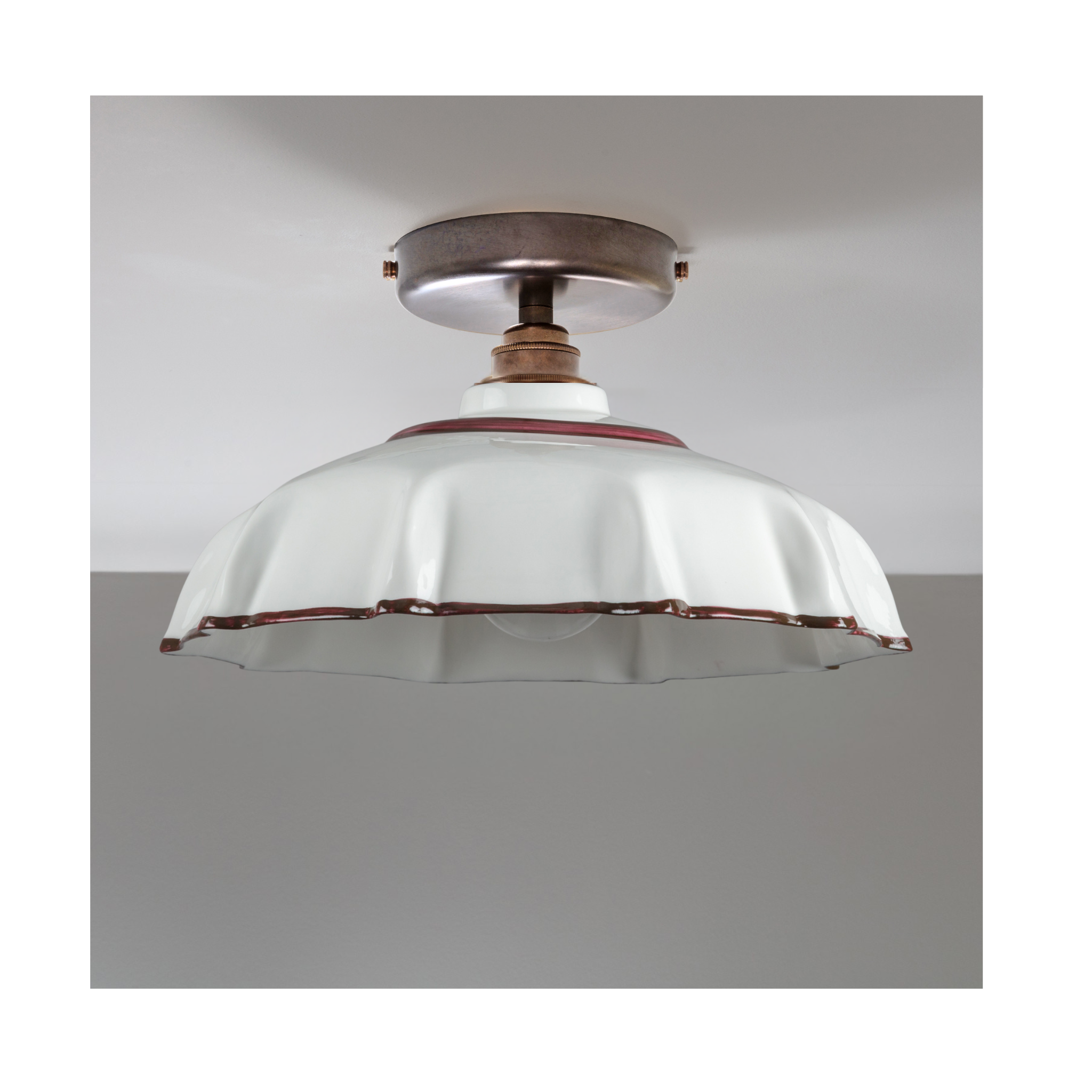 Campbell Chocolate Hand painted Trim Flush Mount Light