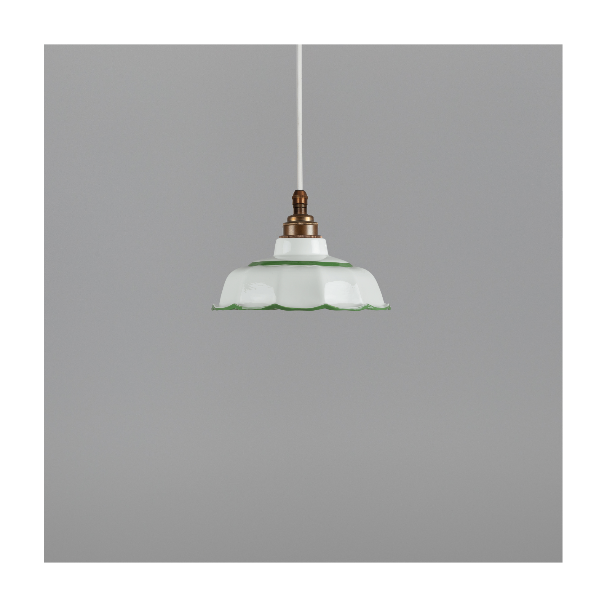 Avalon Pea Green Hand-painted Trim Pendant