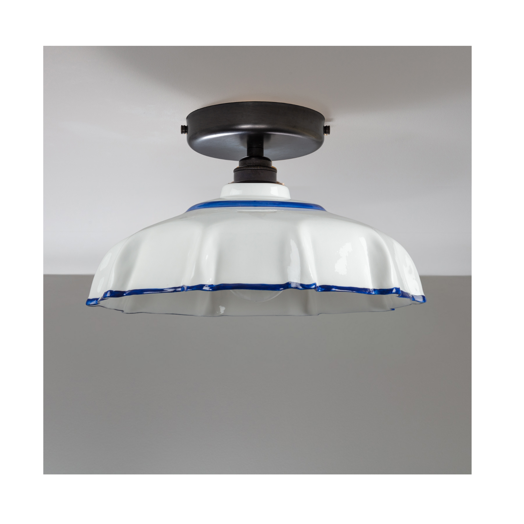 Campbell Delft Hand painted Trim Flush Mount Light