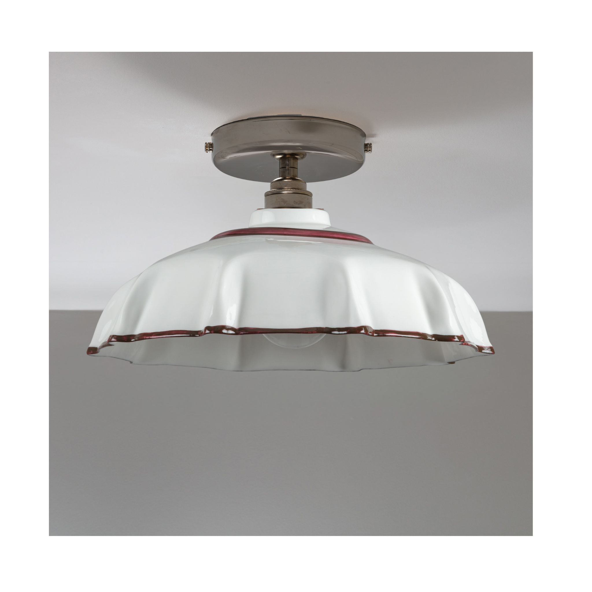 Campbell Chocolate Hand painted Trim Flush Mount Light