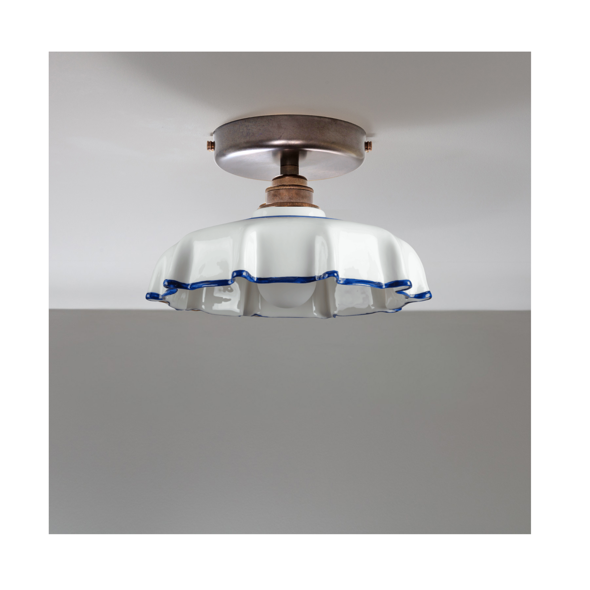 Campbell Delft Hand painted Trim Flush Mount Light