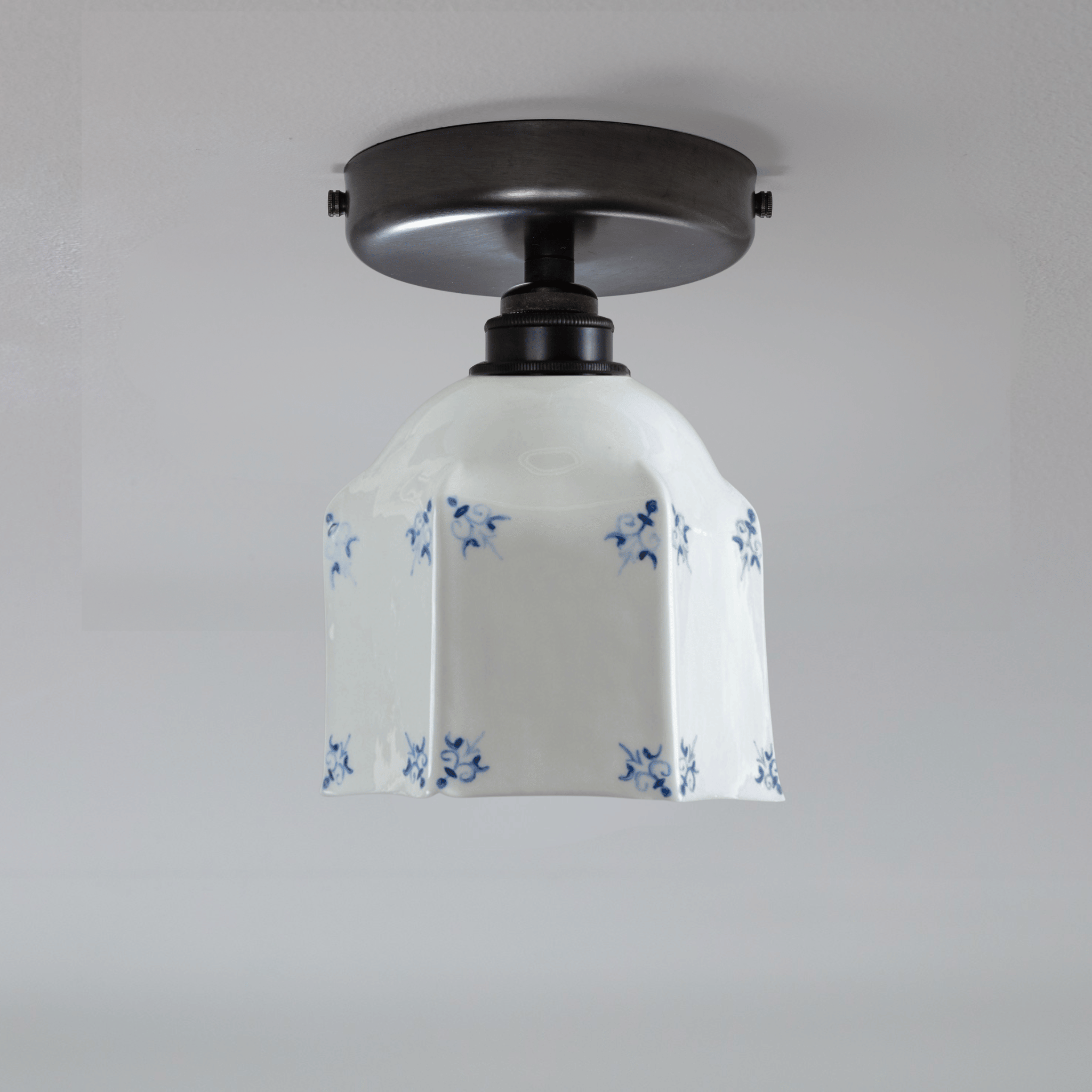 Raglan Fine Bone China  Flush Mount with Delft Motif Hand-Painted