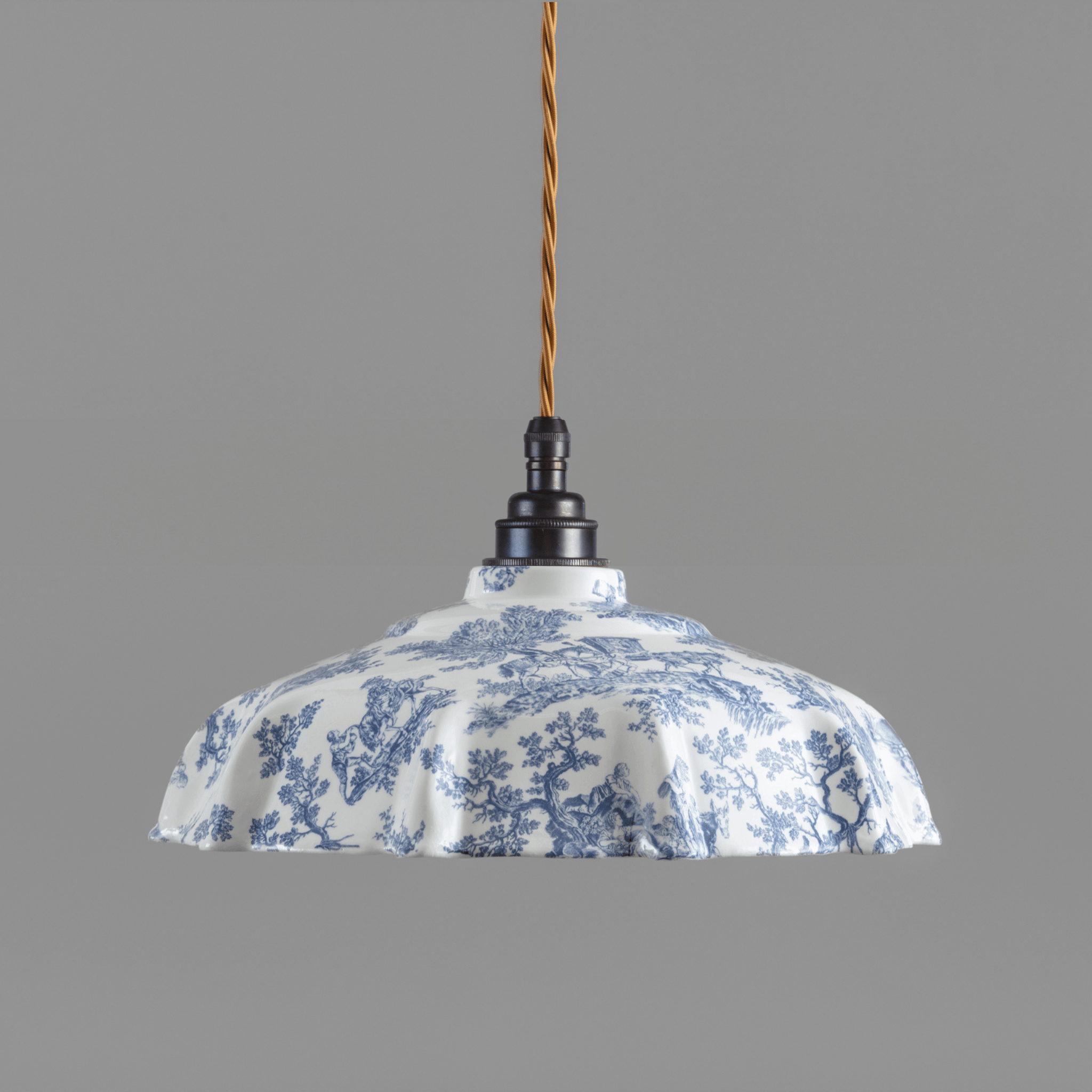 NEW Campbell Blue Toile du Jouy Pattern Pendant