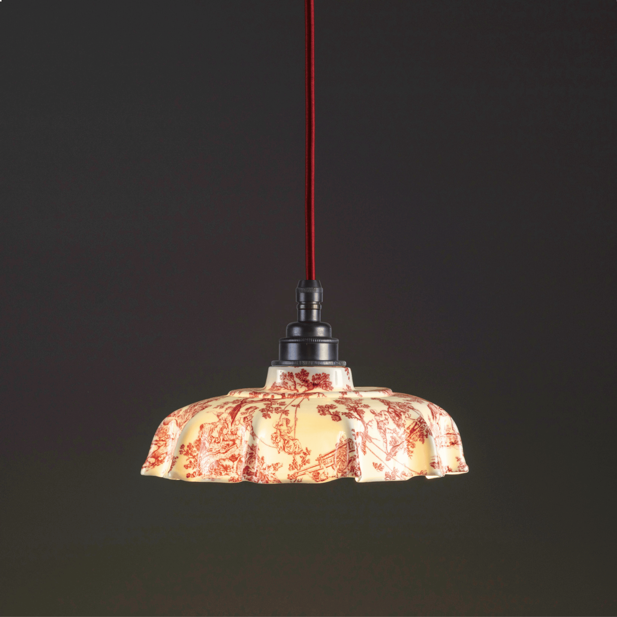 NEW Campbell Claret Toile du Jouy Pattern Pendant