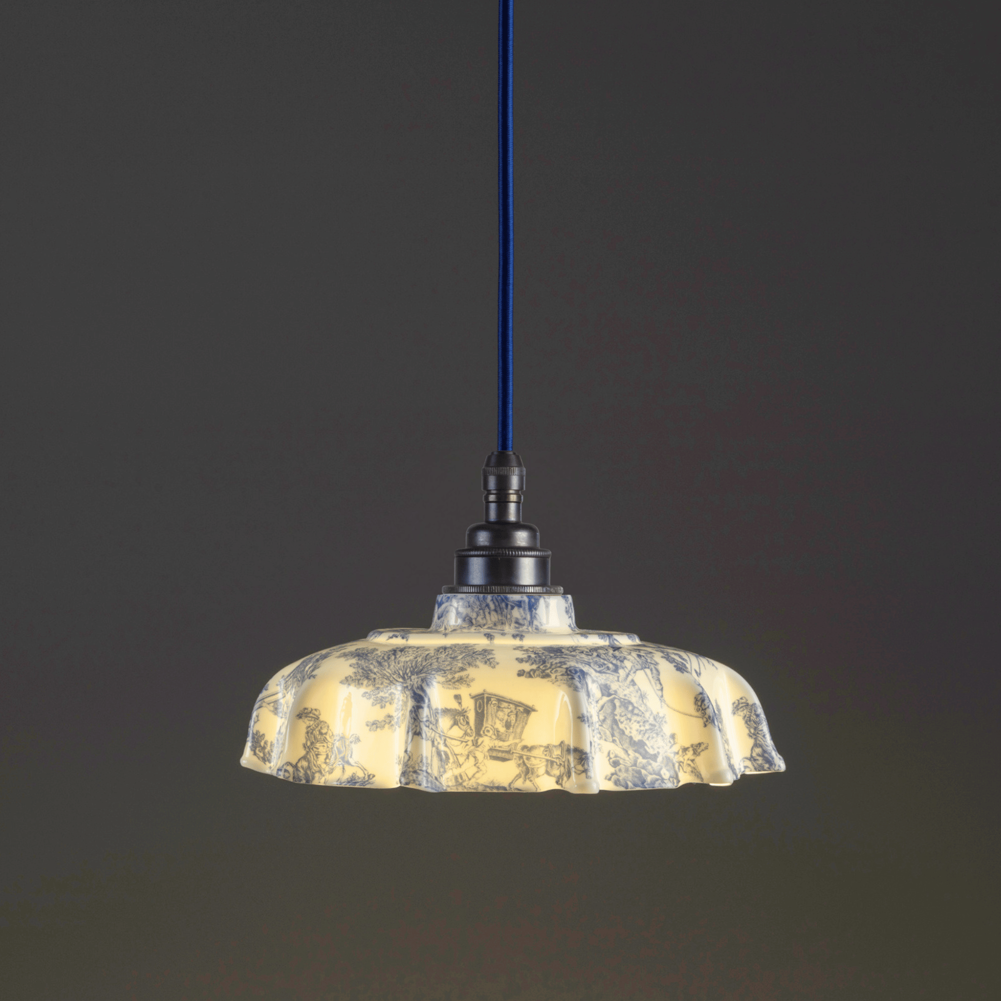 NEW Campbell Blue Toile du Jouy Pattern Pendant