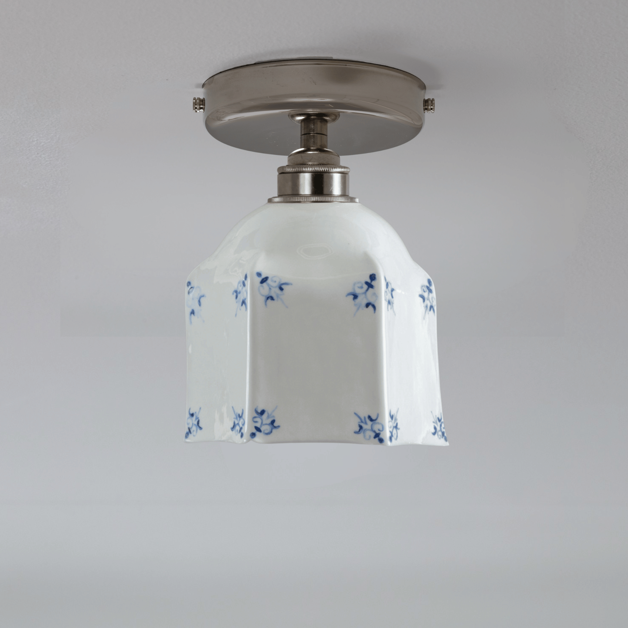 Raglan Fine Bone China  Flush Mount with Delft Motif Hand-Painted