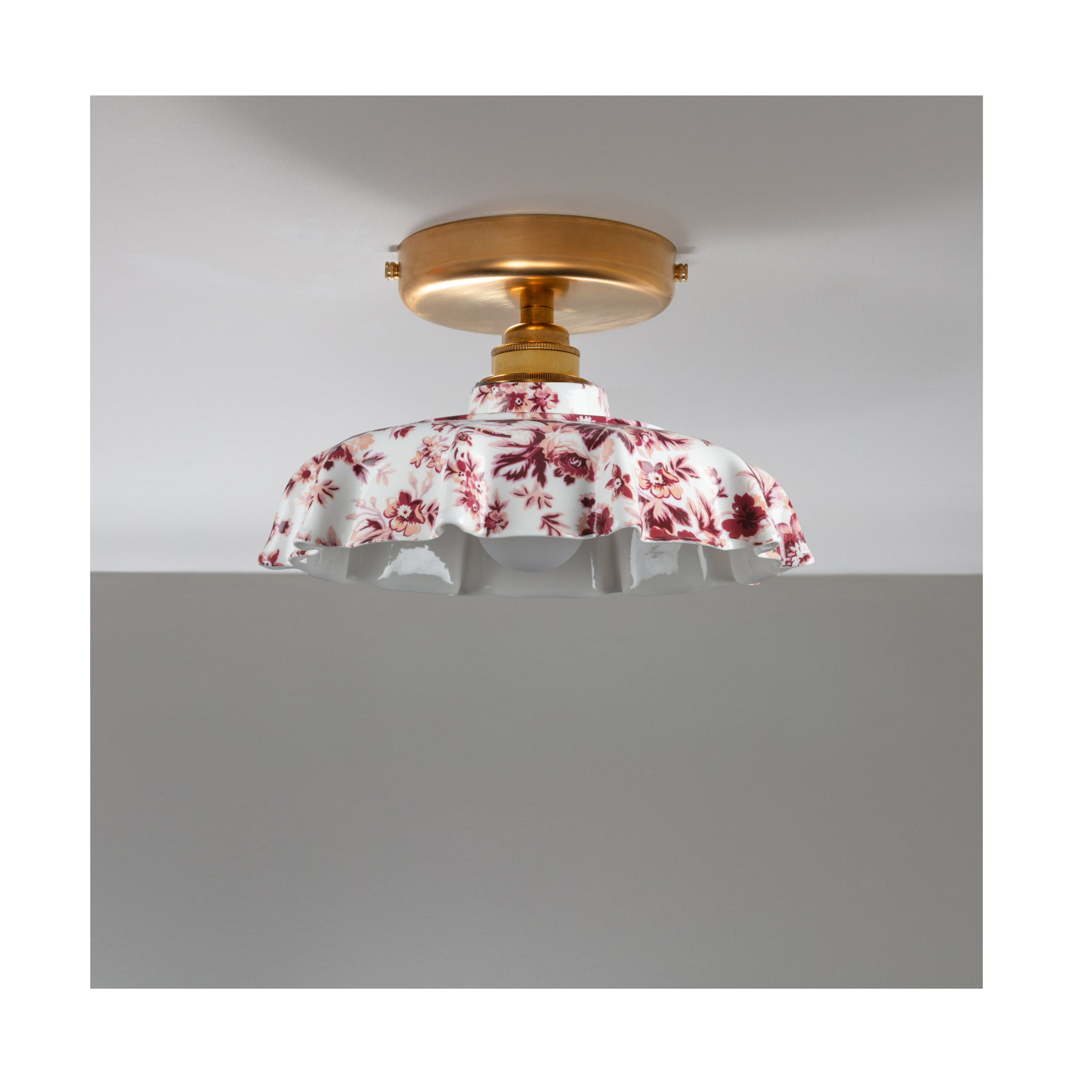 BATHROOM Claret Epoque Florale Campbell Pattern Flush Mount Light
