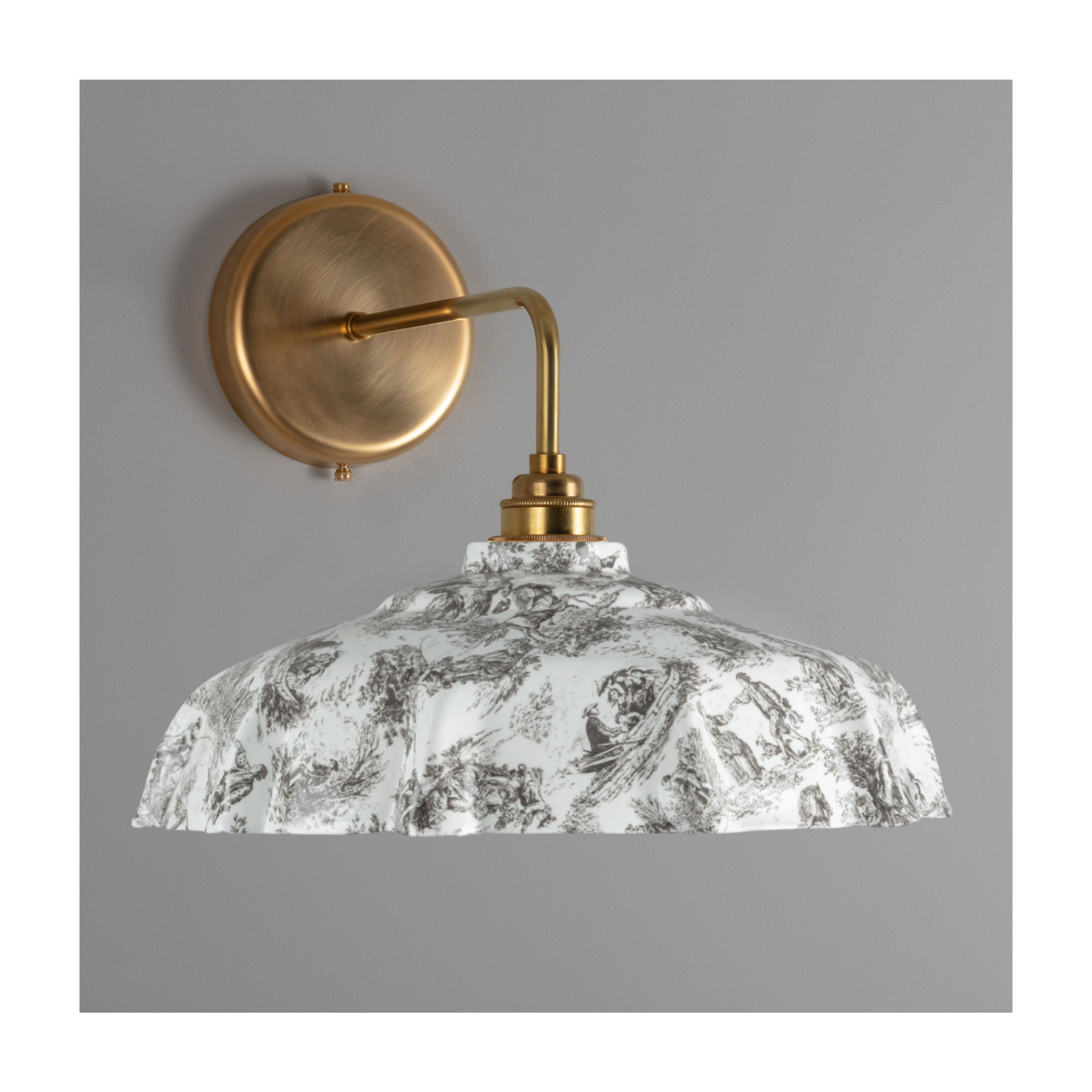 BATHROOM Black Toile du Jouy Campbell Pattern Wall Light