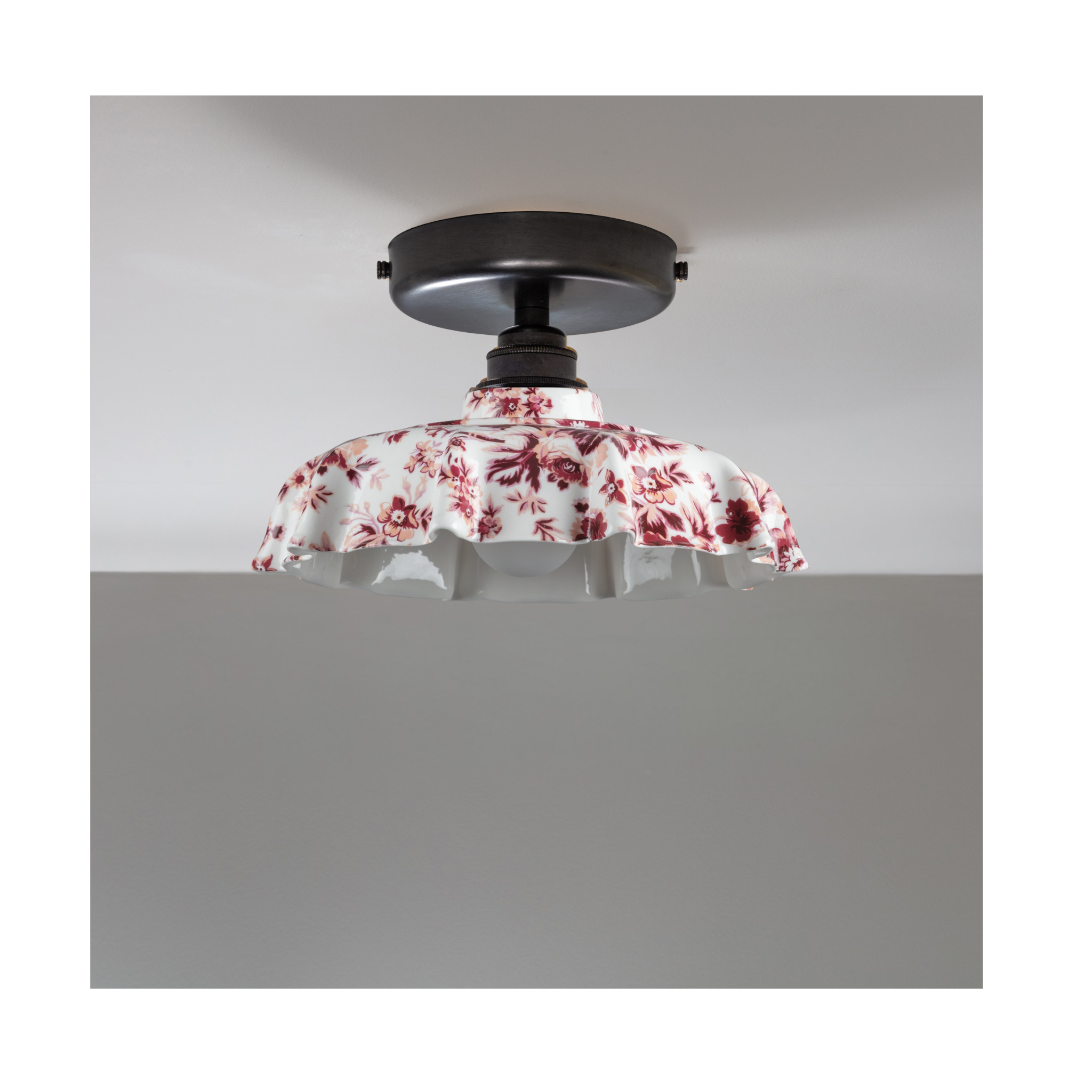 BATHROOM Claret Epoque Florale Campbell Pattern Flush Mount Light