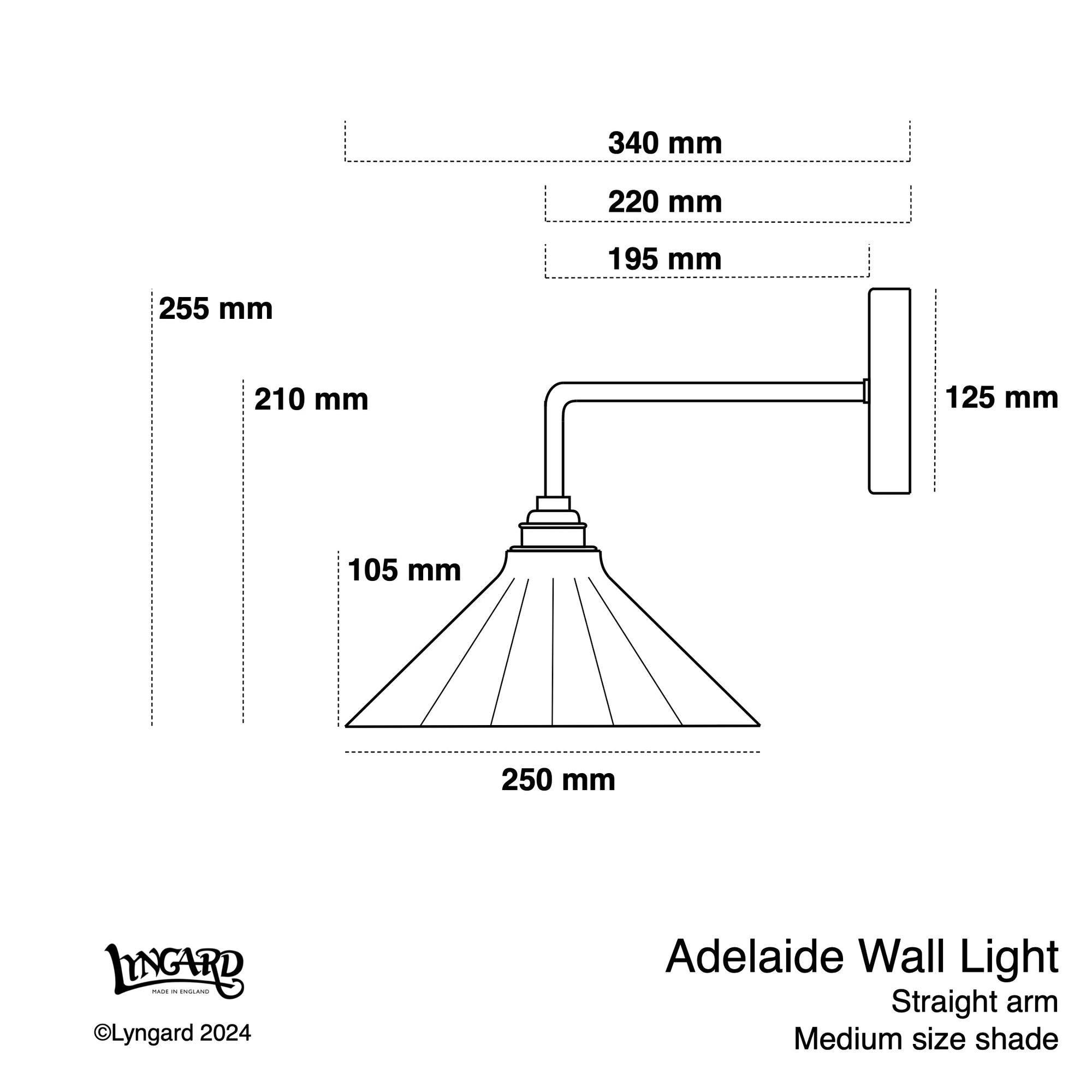 Adelaide White Straight Arm Wall Light