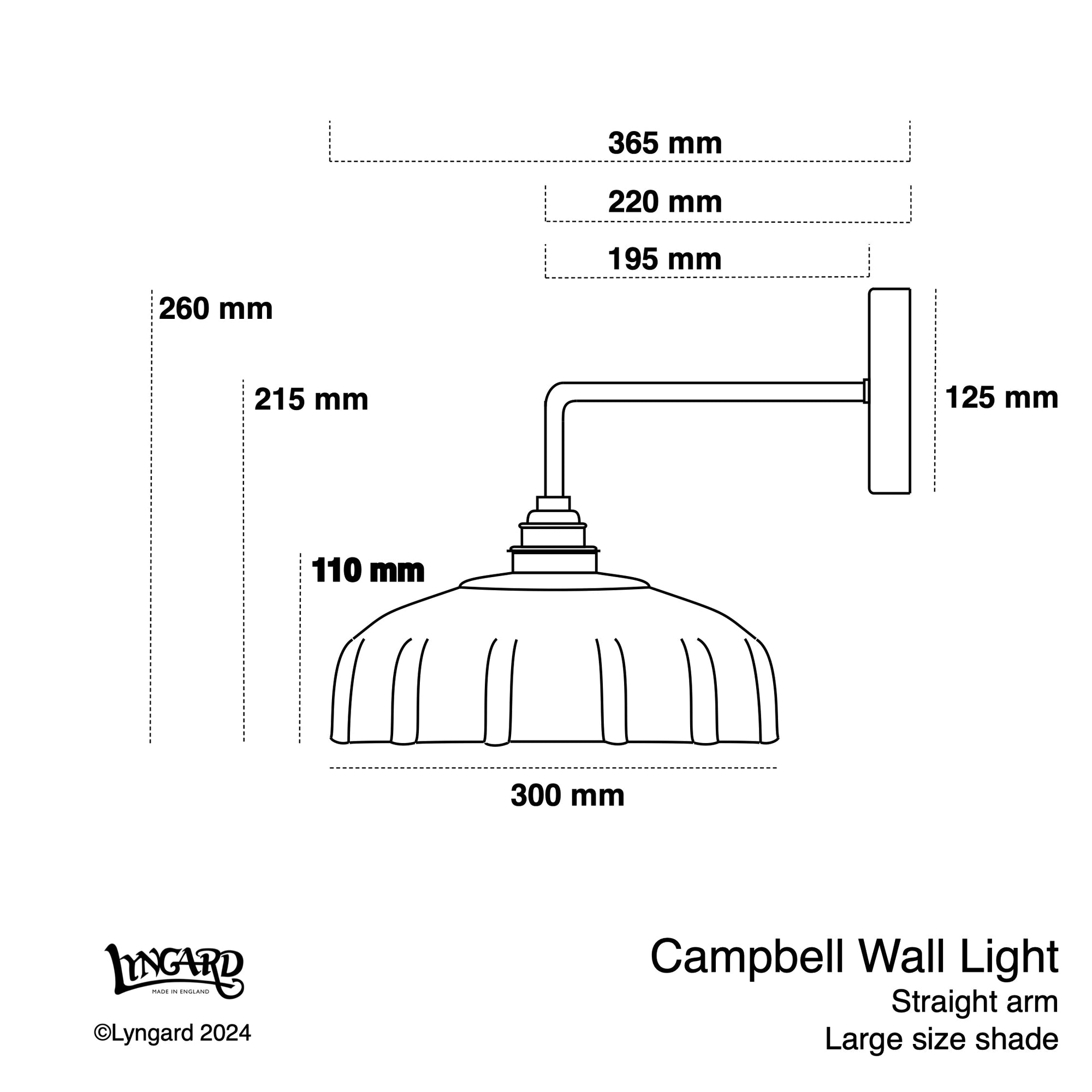 Campbell Trim Straight Arm Wall Light