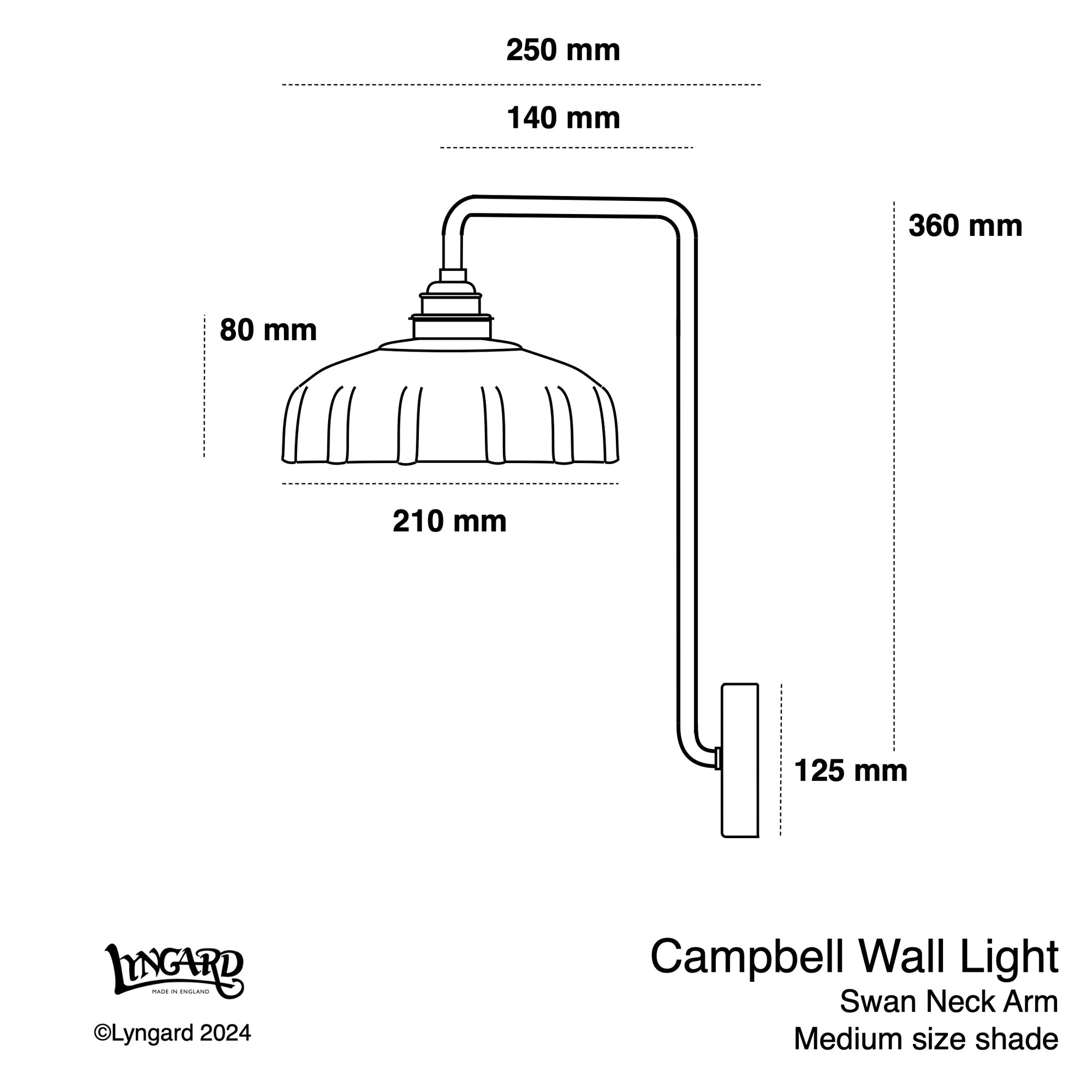 Campbell Pattern Plug In Swan Neck Wall Light