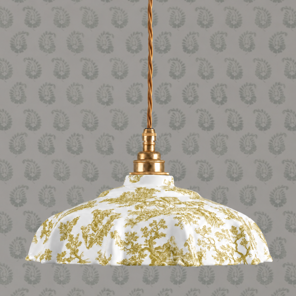 NEW Campbell Old Gold Toile du Jouy Pattern Pendant