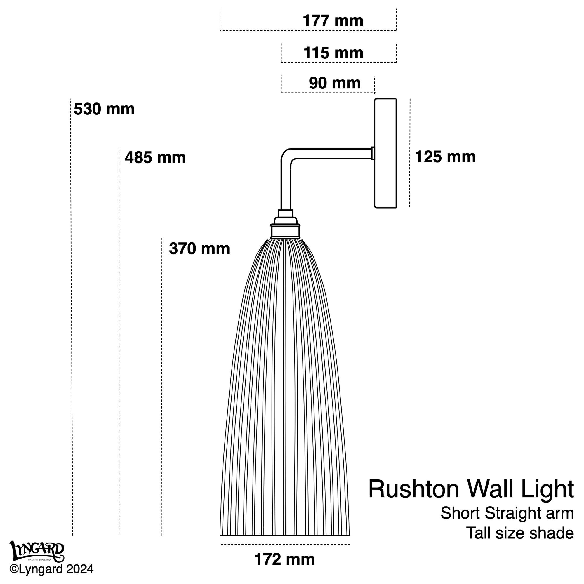 Rushton Tall Straight Arm Wall Light
