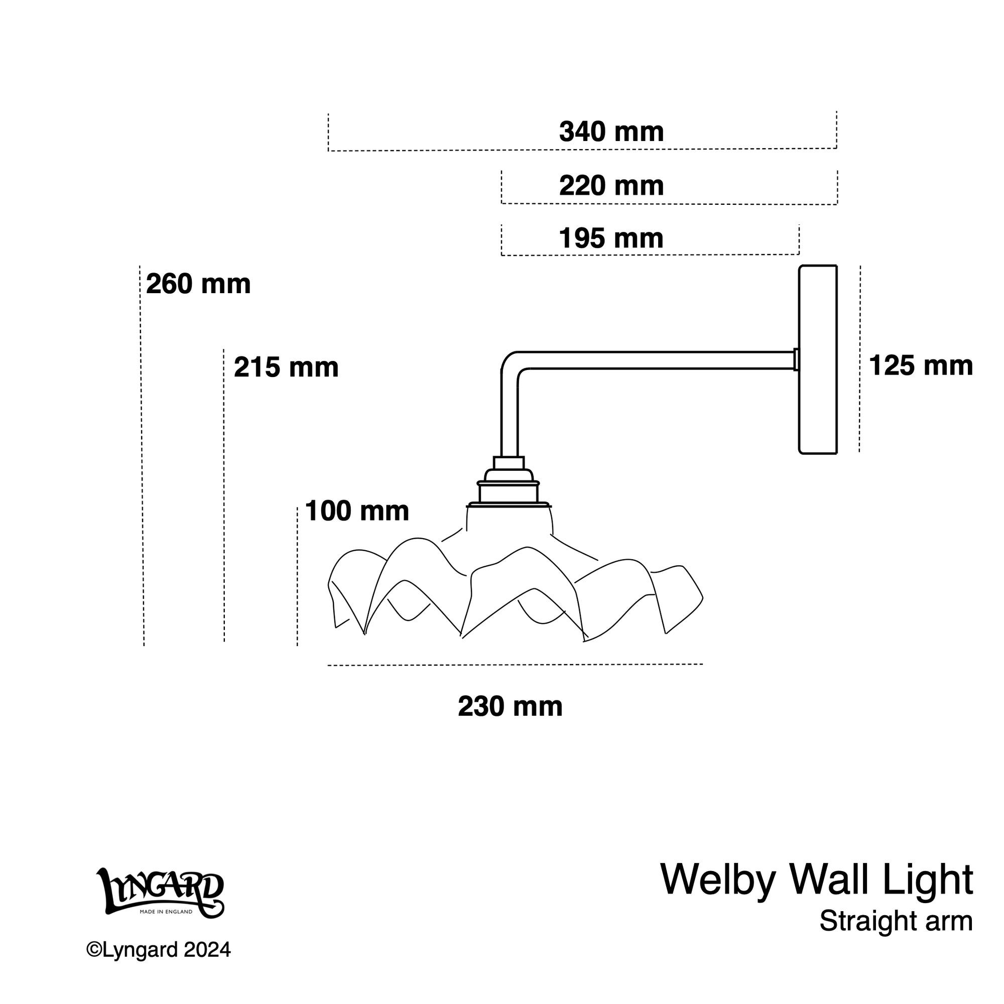 Welby Plain Straight Arm Wall Light