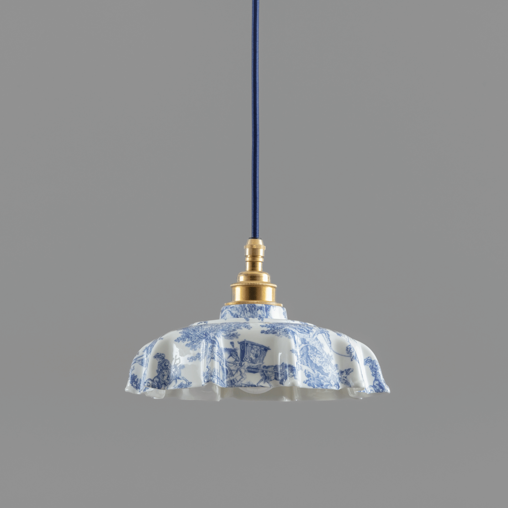 NEW Campbell Blue Toile du Jouy Pattern Pendant