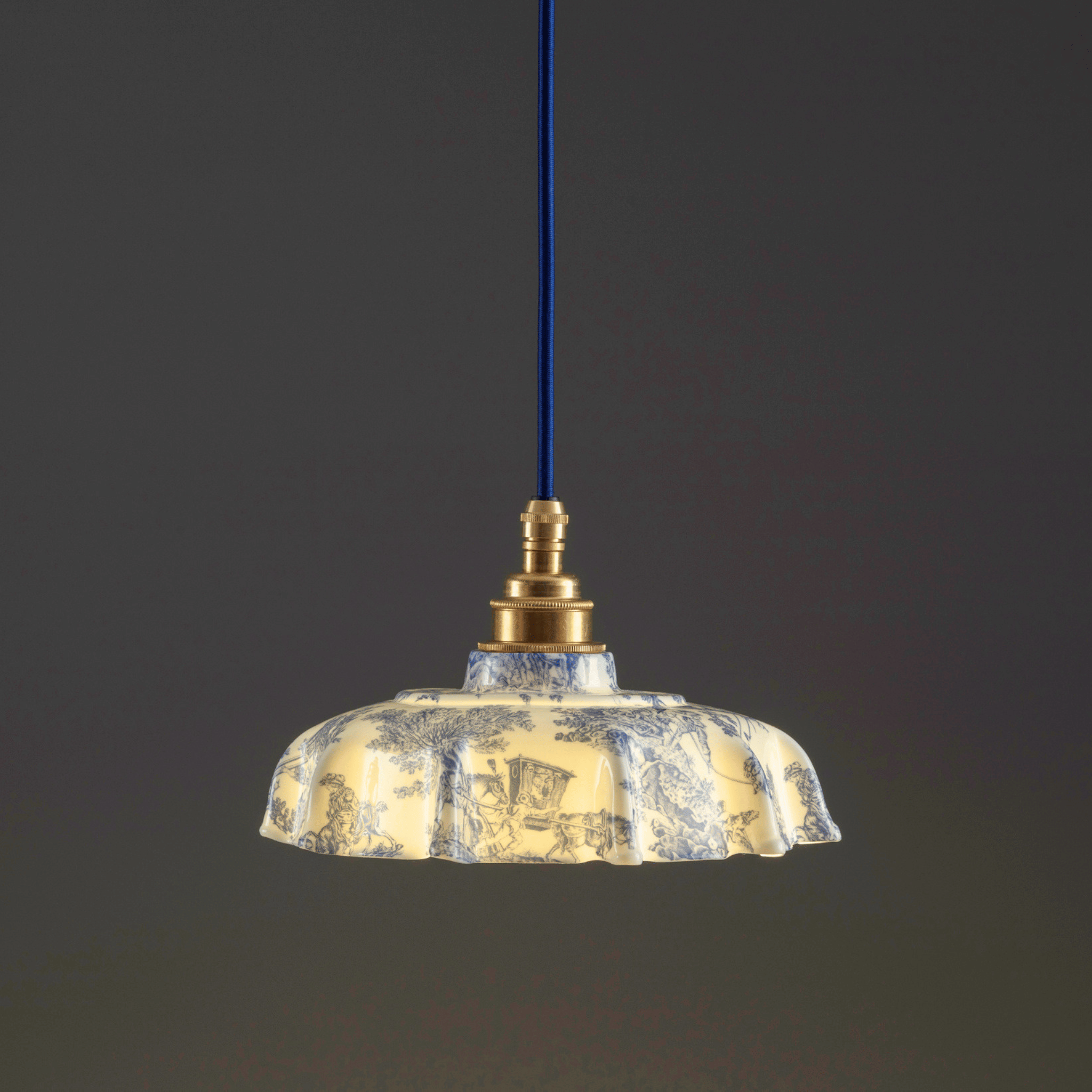 NEW Campbell Blue Toile du Jouy Pattern Pendant